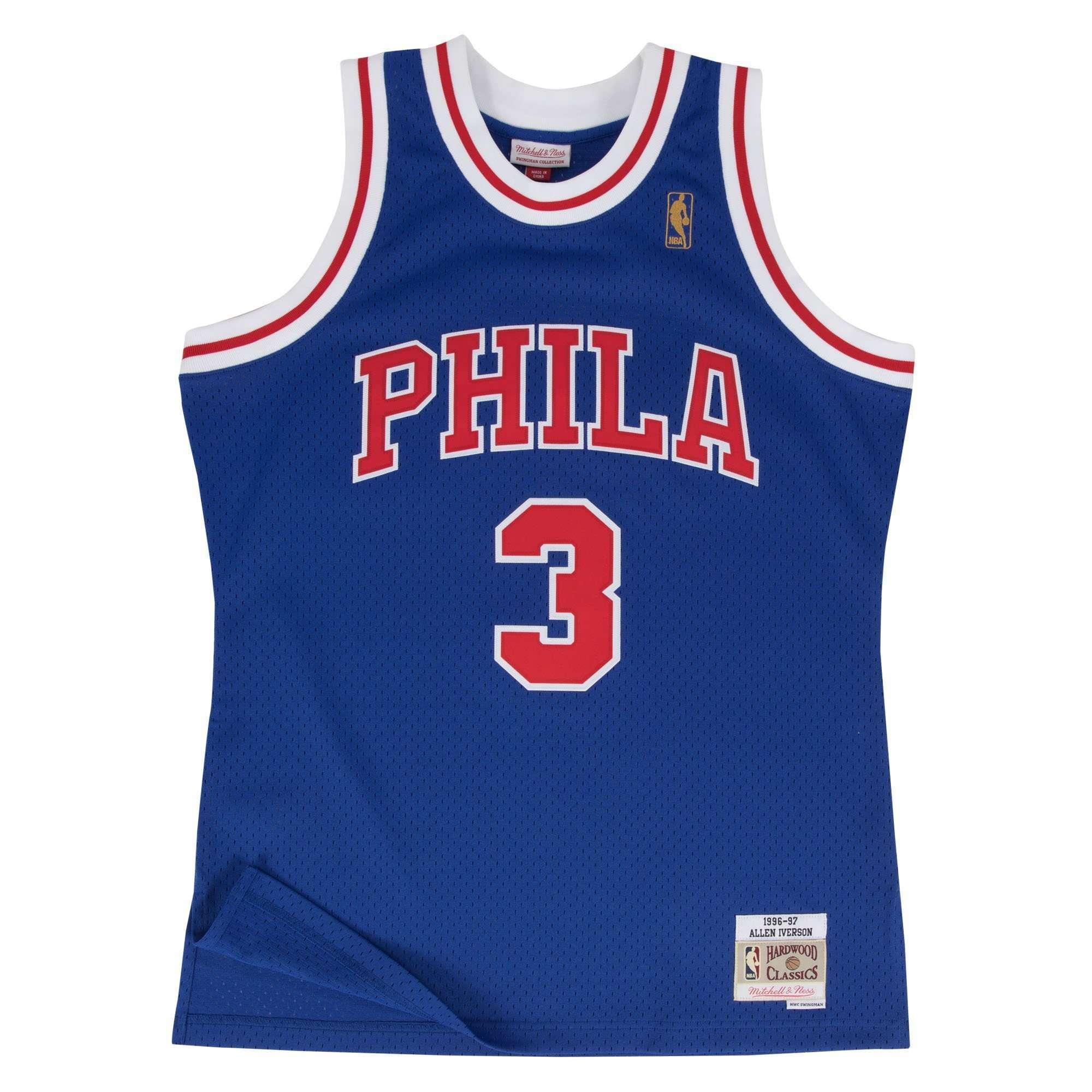 Allen Iverson Philadelphia 76ers Mitchell & Ness NBA 96-97 Swingman Jersey - Blue