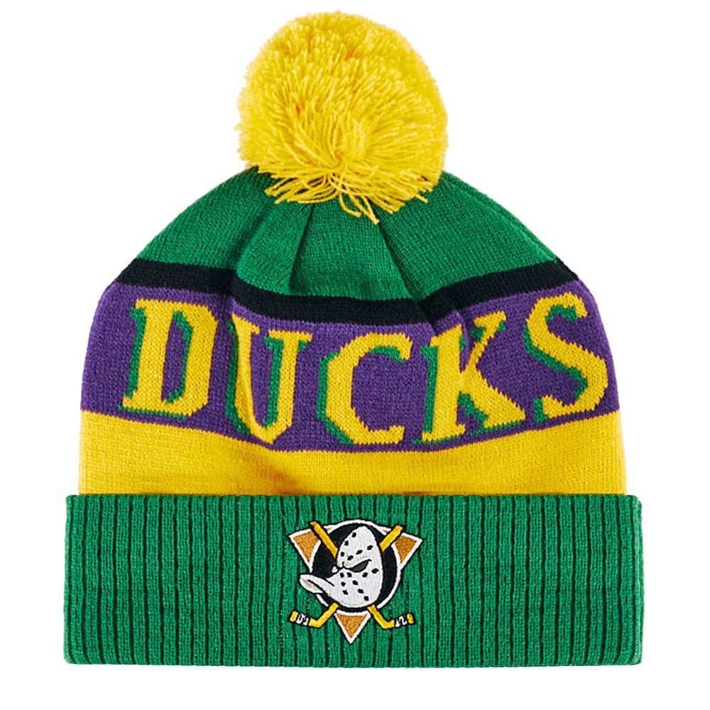 Anaheim Mighty Ducks NHL Throwback Pom Knit Beanie - Green
