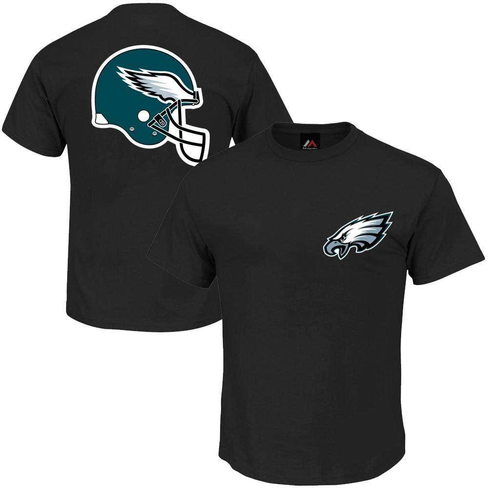 Philadelphia Eagles Majestic NFL Helmet Logo T-Shirt - Black
