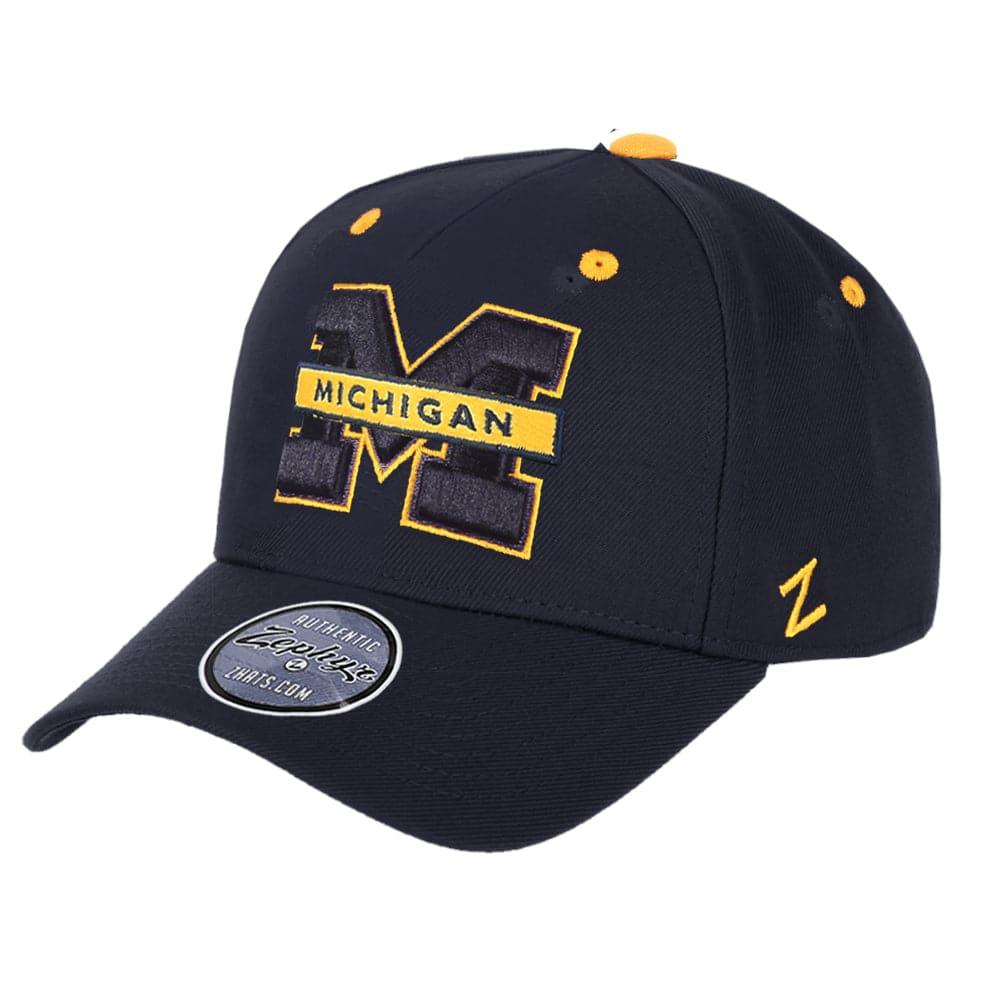Michigan Wolverines Zephyr NCAA Team Shadow Pinch Curved Snapback Hat - Navy