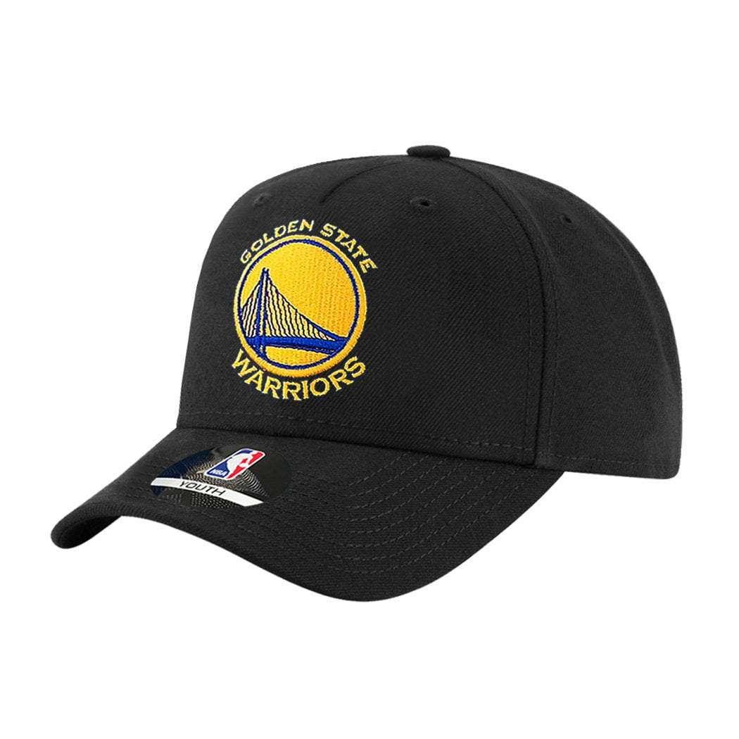 Youths Golden State Warriors Outerstuff NBA Team Pinch Curve Snapback Hat - Black
