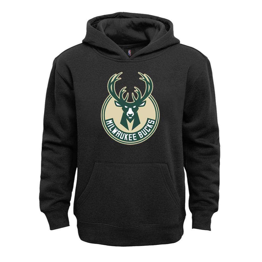 Youths Milwaukee Bucks Outerstuff NBA Primary Logo Hoodie Jumper - Black