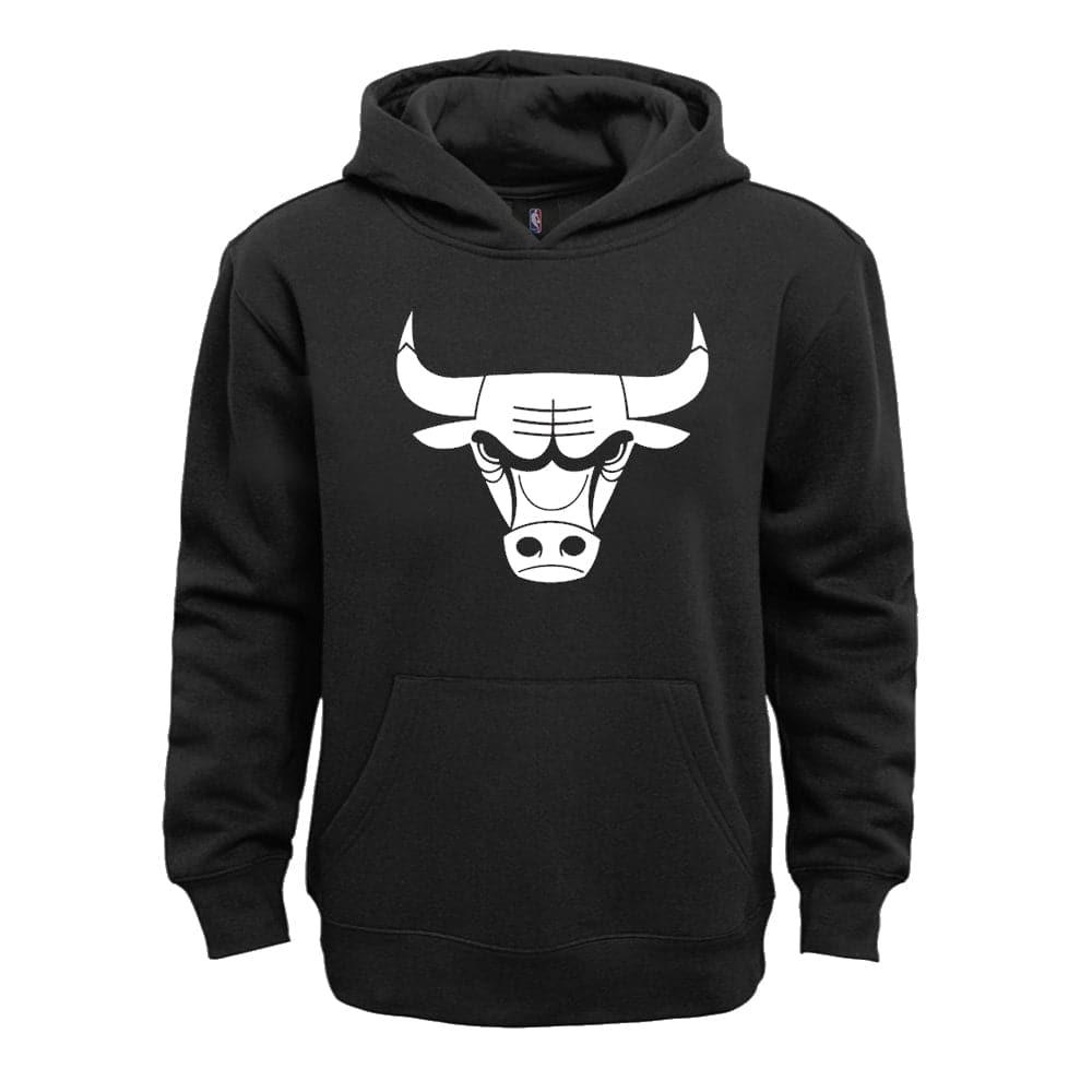 Youths Chicago Bulls Outerstuff NBA White Out Logo Hoodie Jumper - Black