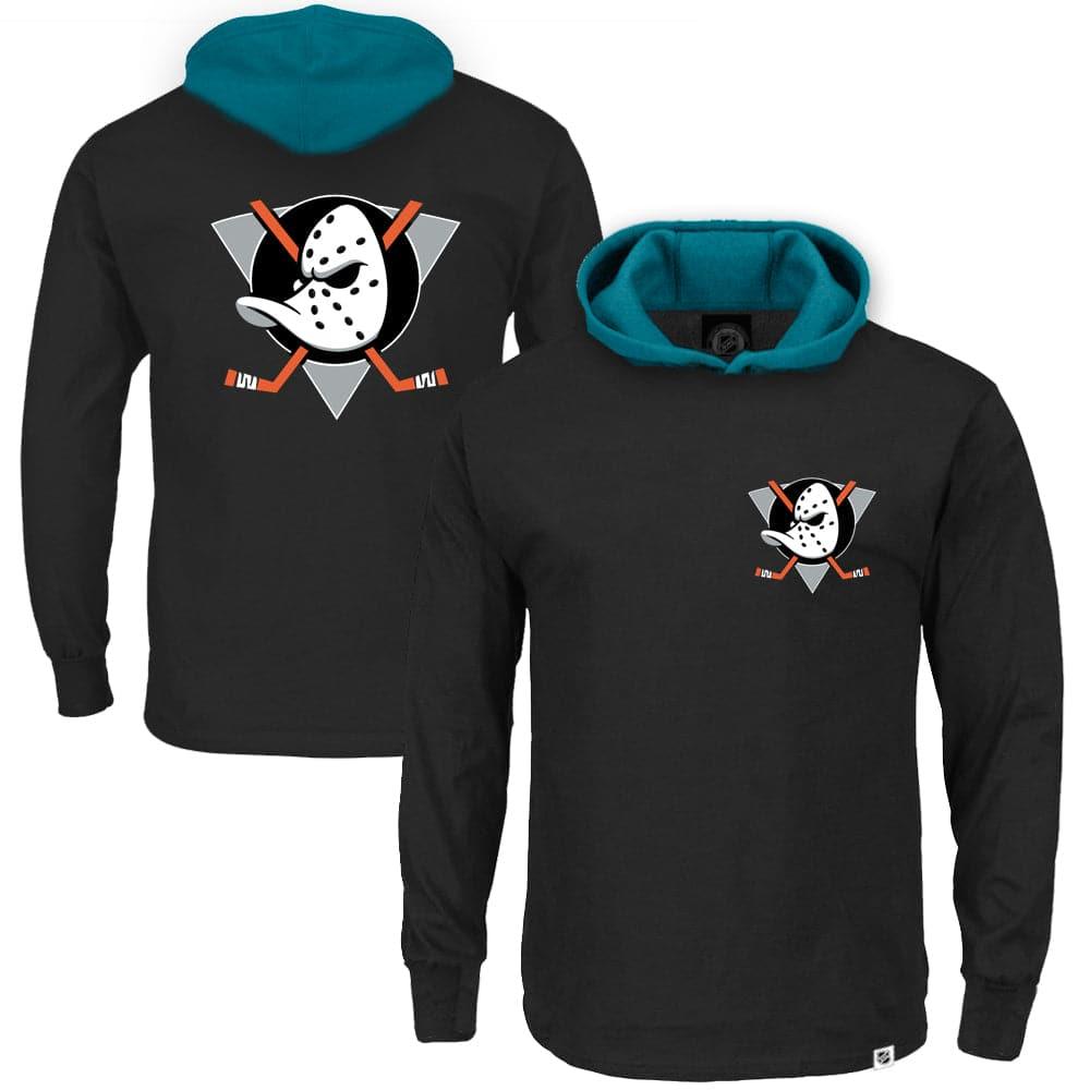 Anaheim Mighty Ducks NHL Upper Hooded Long Sleeve T-Shirt - Black