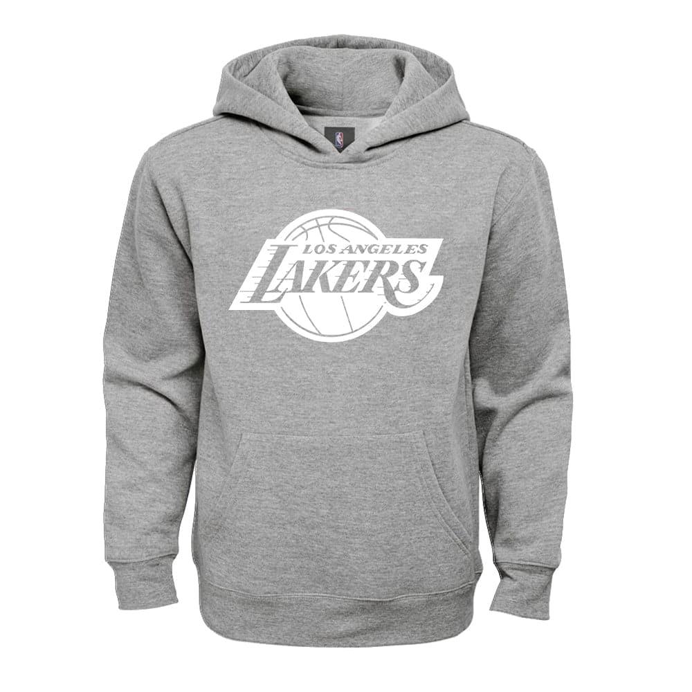 Youths Los Angeles Lakers Outerstuff NBA White Out Logo Hoodie Jumper - Grey
