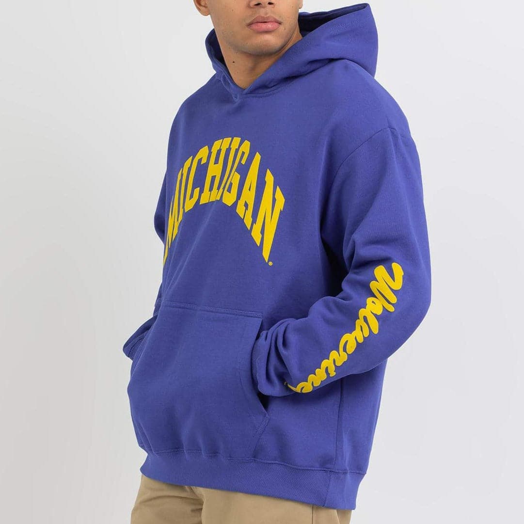 Michigan Wolverines USL NCAA Puff Arch Vintage Hoodie Jumper - Blue