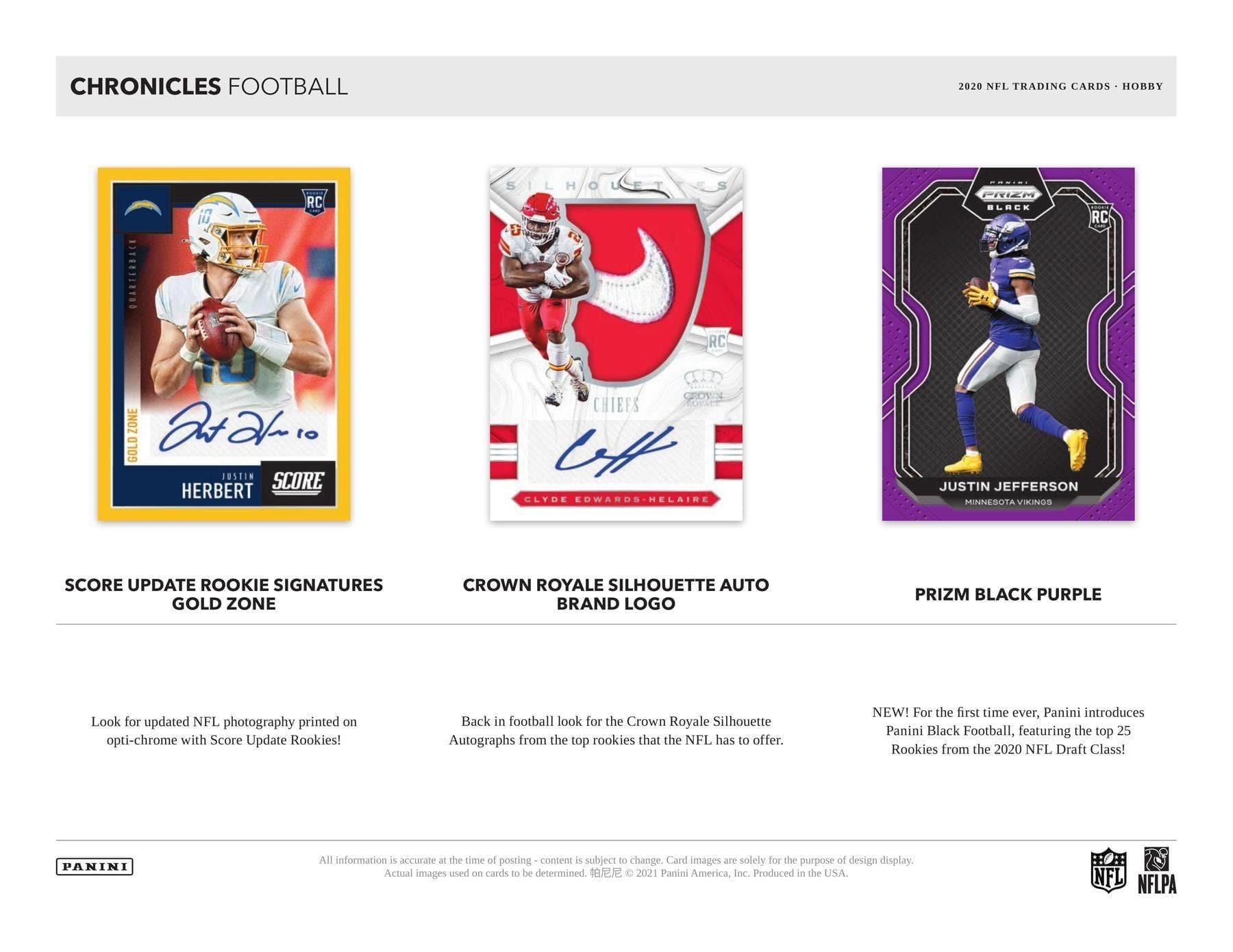 2020 NFL Panini Chronicles Football Trading Card Blaster Box - 40 Cards