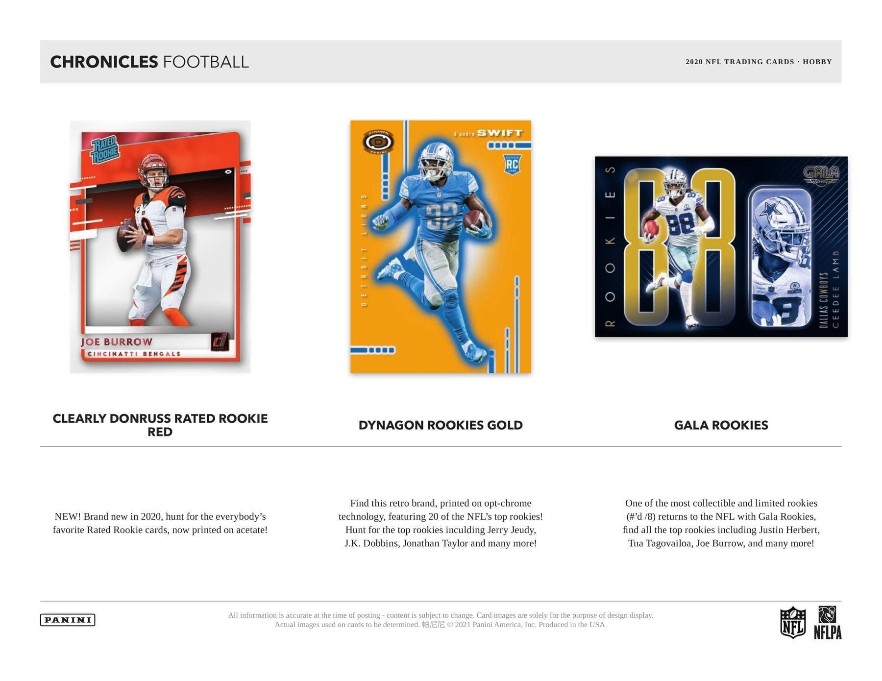 2020 NFL Panini Chronicles Football Trading Card Blaster Box - 40 Cards