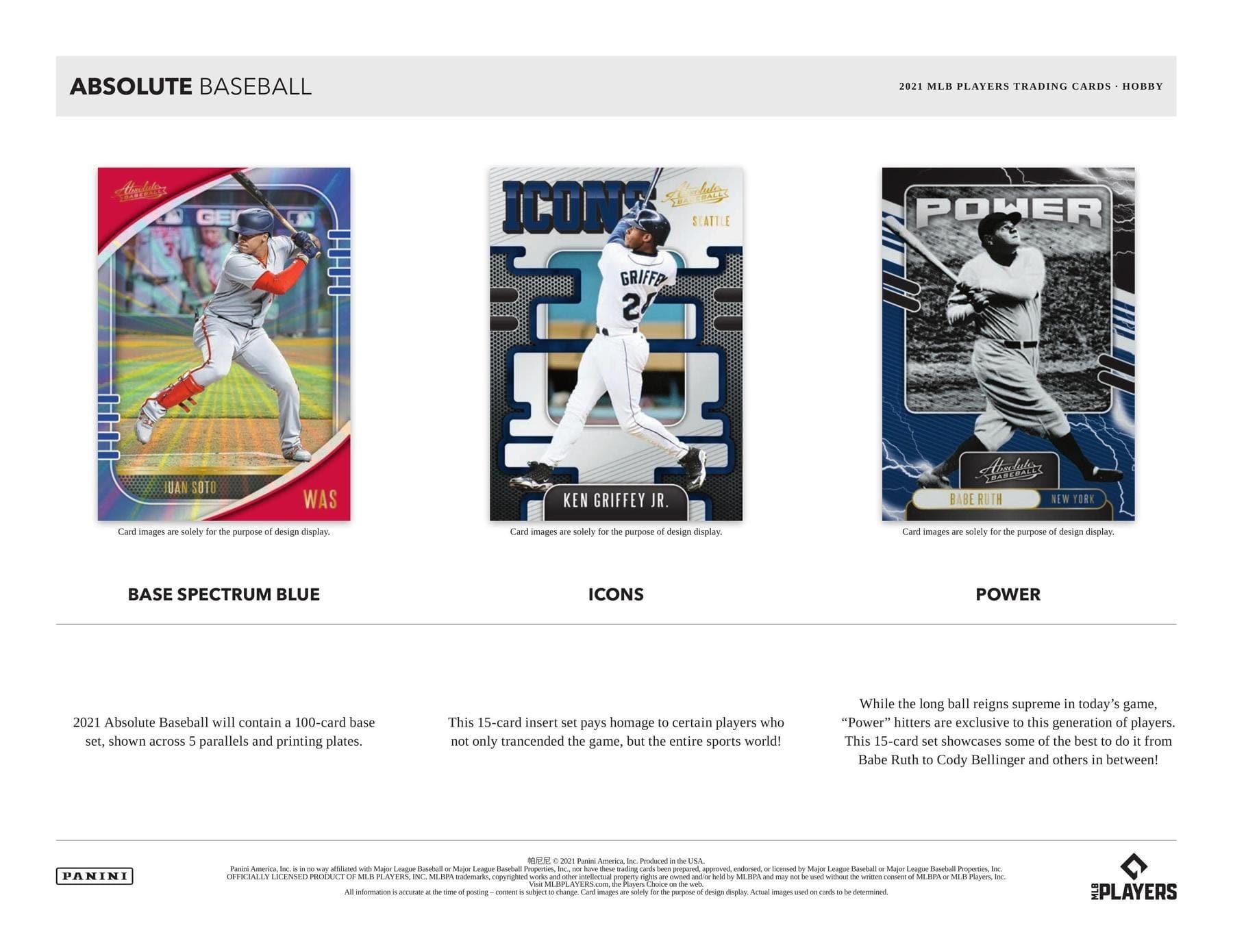 2021 Panini MLB Absolute Baseball Hobby Box - 20 Trading Cards