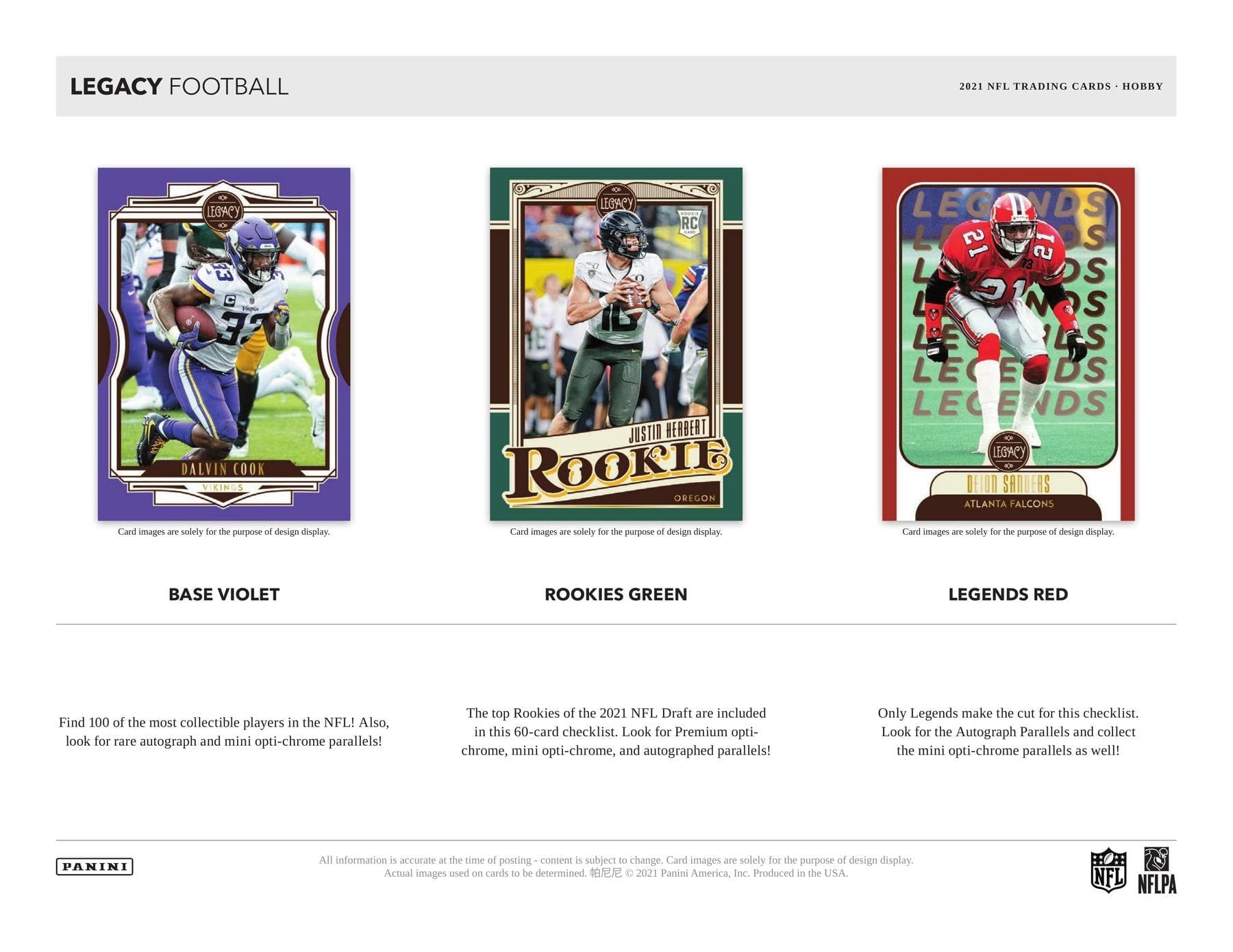 2021 Panini NFL Legacy Football Hobby Box - 128 Trading Cards