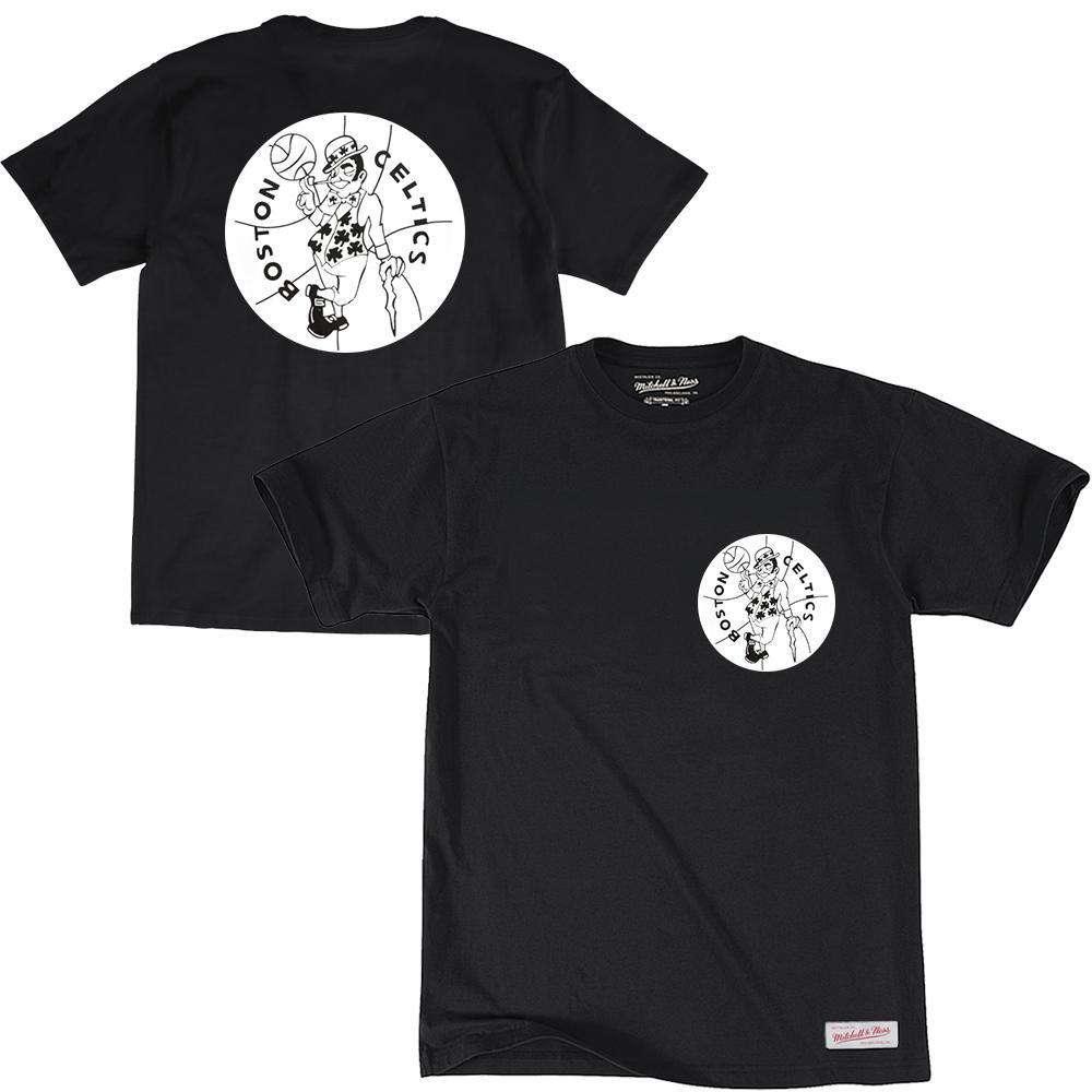 Boston Celtics Mitchell & Ness NBA Black & White Logo T-Shirt - Black