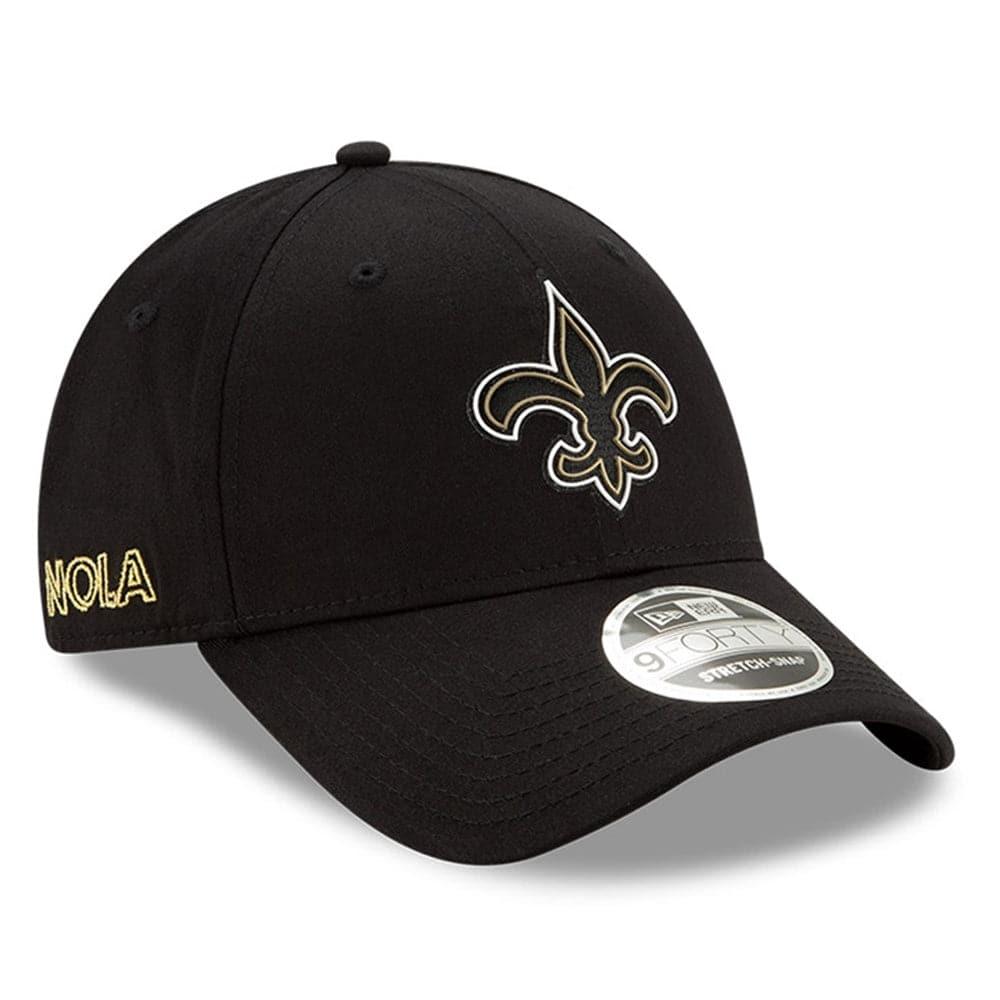 New Orleans Saints New Era NFL 2020 Draft 9FORTY Stretch Snapback Curve Hat - Black