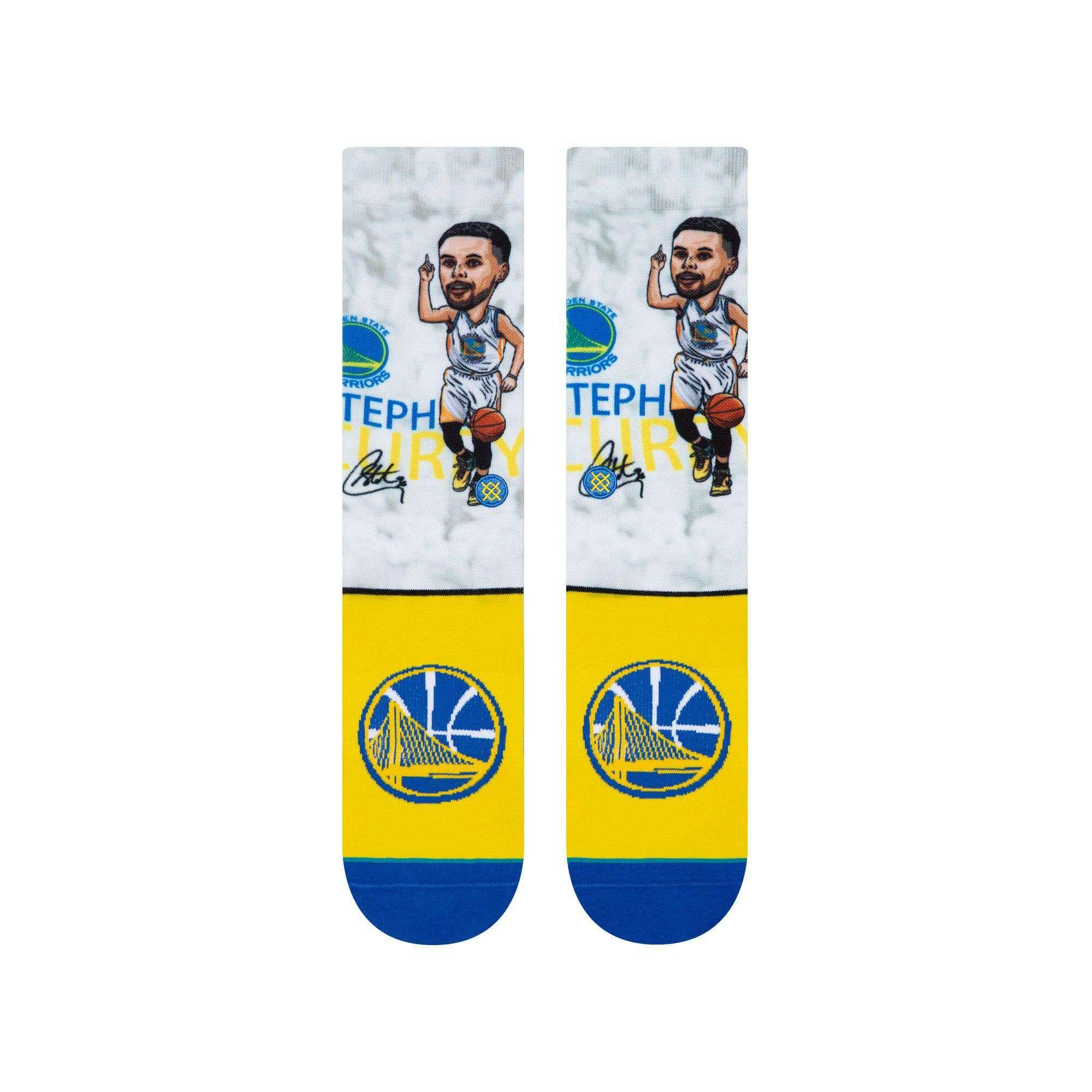 Steph Curry Golden State Warriors Stance NBA Big Head Crew Socks