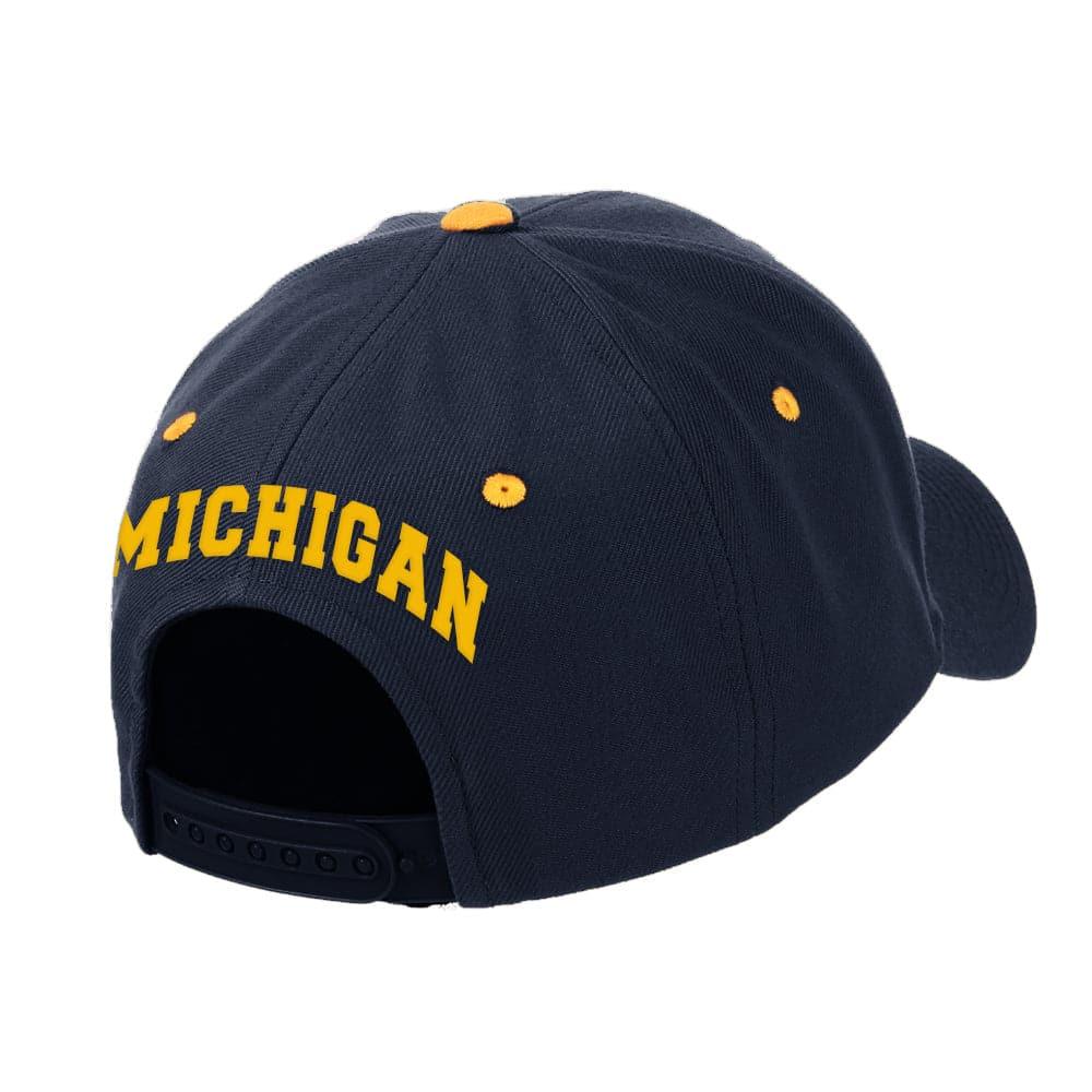 Michigan Wolverines Zephyr NCAA Team Shadow Pinch Curved Snapback Hat - Navy