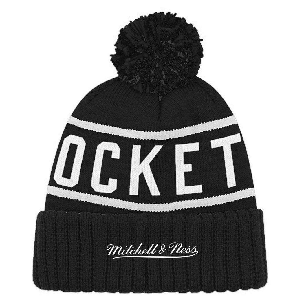 Houston Rockets Mitchell & Ness NBA Black & White HWC High 5 Knit Beanie