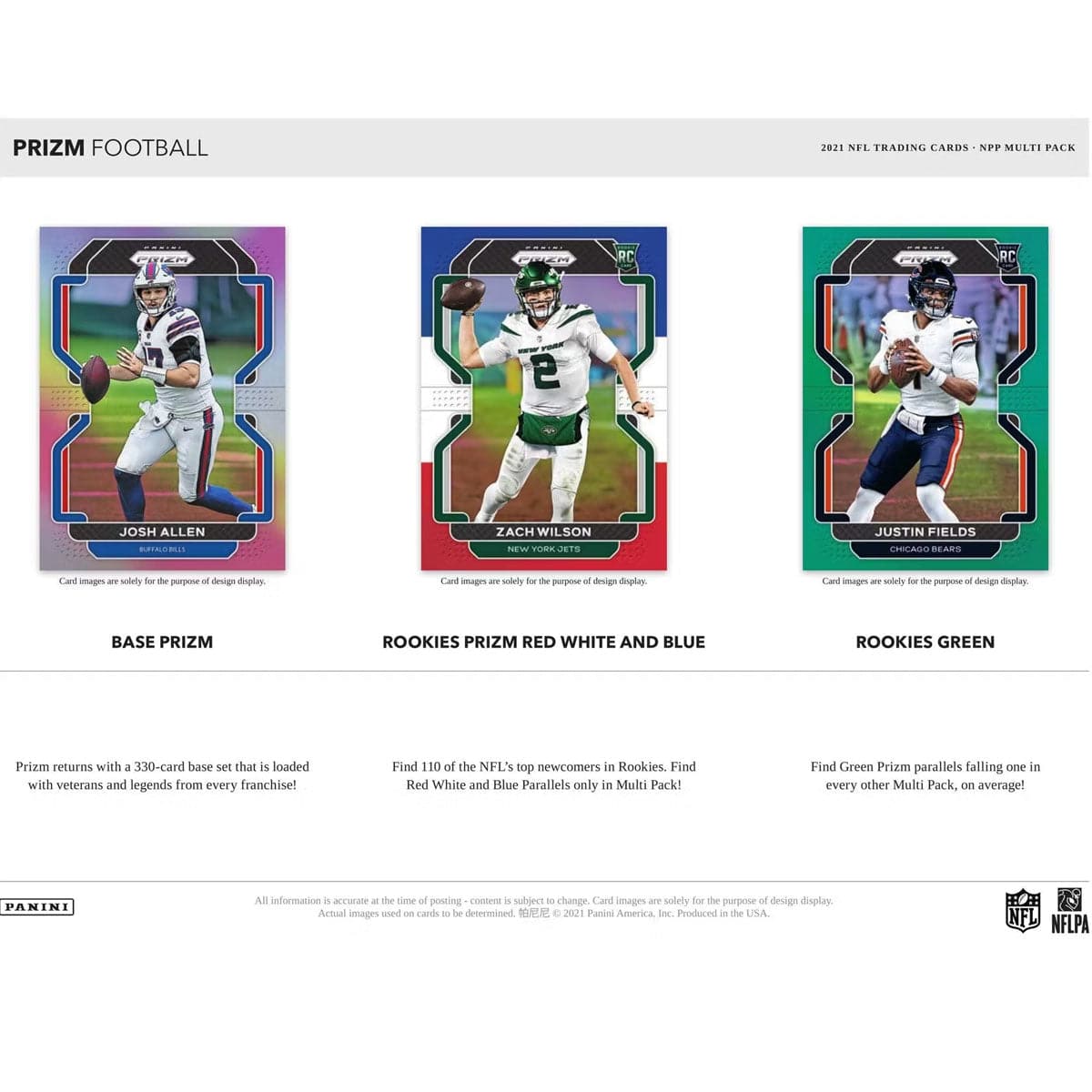2021 Panini NFL Prizm Football Trading Card Cello Multi Pack