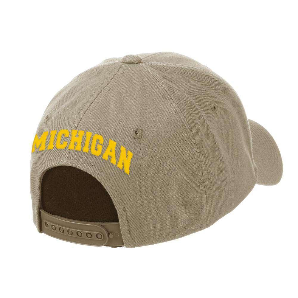 Michigan Wolverines Zephyr NCAA KHK ZC Team Curved Snapback Hat - Khaki