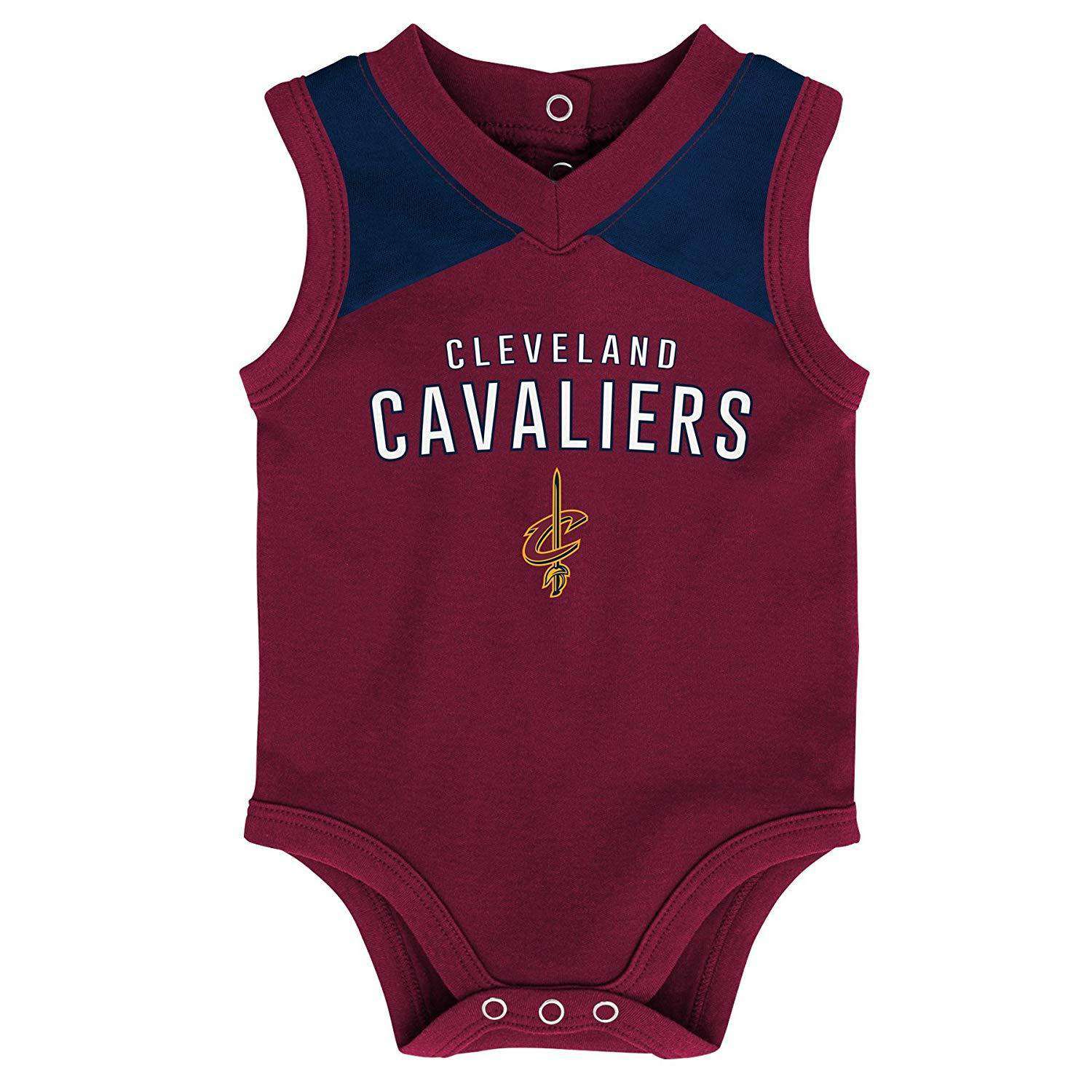 Newborns Cleveland Cavaliers Outerstuff NBA Creeper Bib Bootie Set - Wine