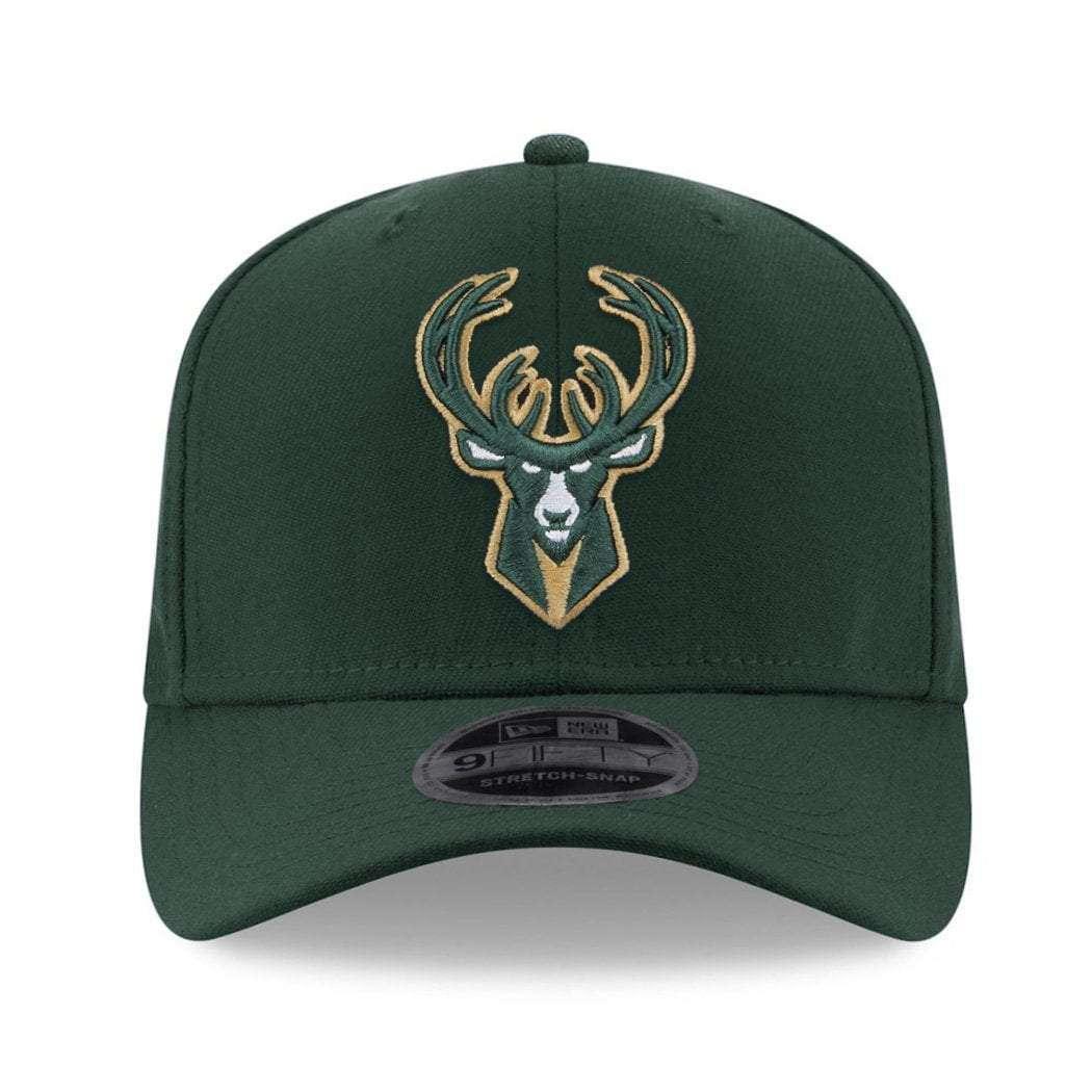 Milwaukee Bucks New Era NBA Team Stretch-Snap 9FIFTY Curved Snapback Hat - Green