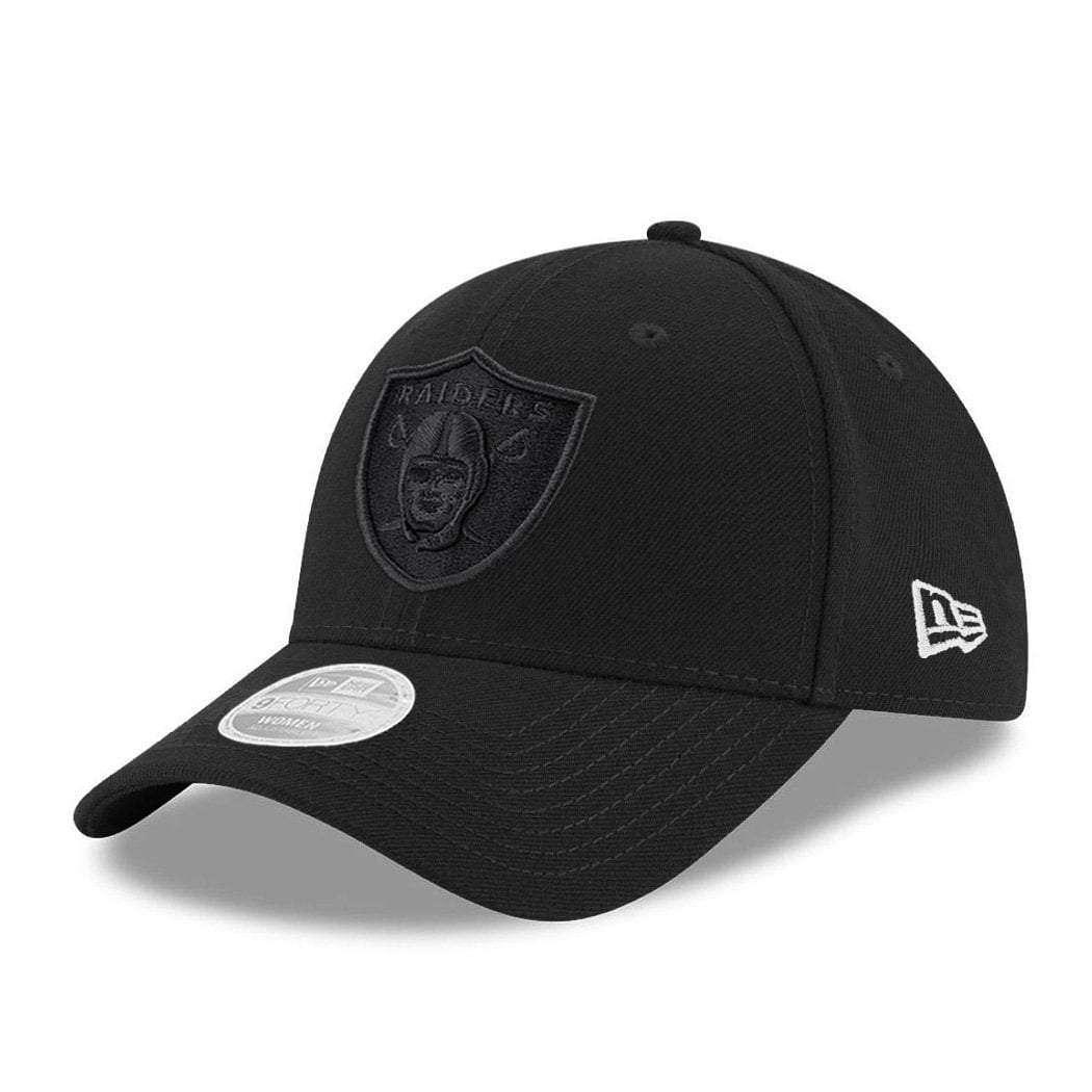 Womens Oakland Raiders New Era NFL Black On Black 9FORTY Curve Hat