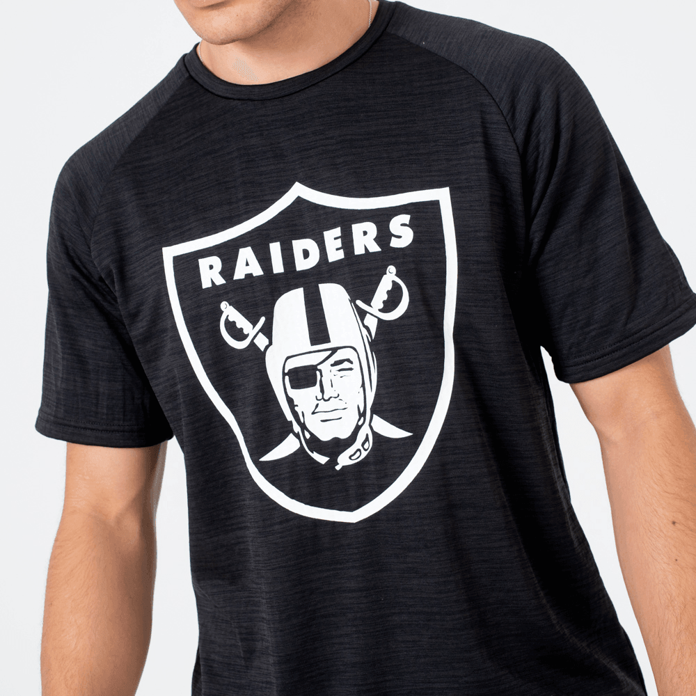 Las Vegas Raiders New Era NFL Engineered Performance Raglan T-Shirt - Black