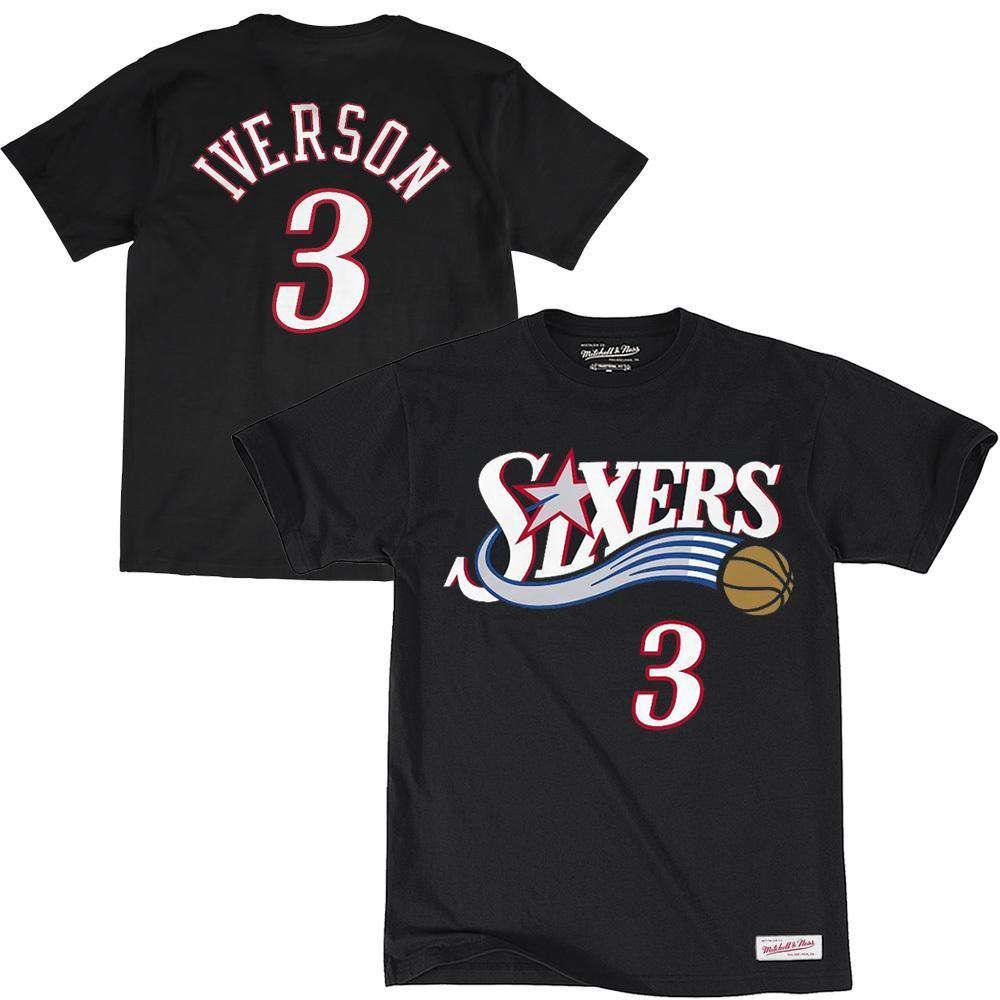 Allen Iverson Philadelphia 76ers Mitchell & Ness NBA Player T-Shirt - Black
