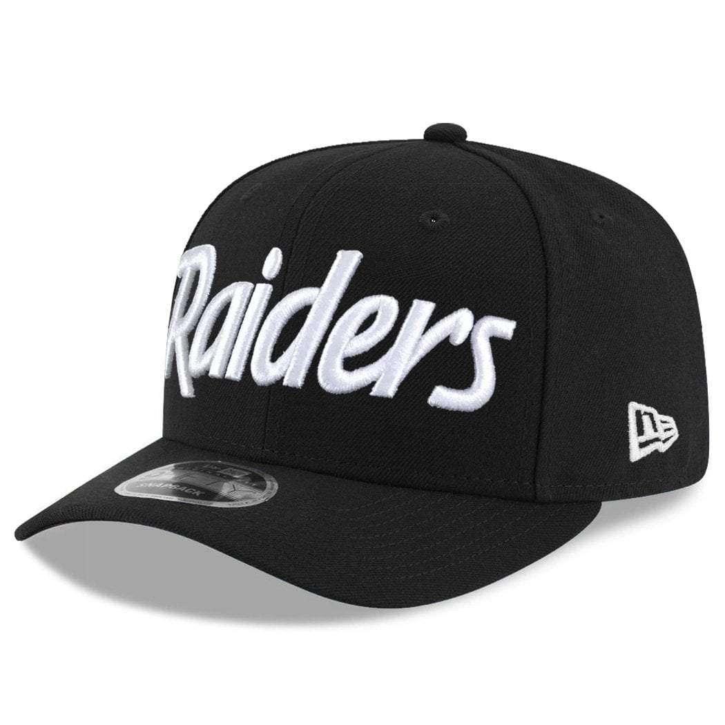 Oakland Raiders New Era NFL Script Pre-Curved OF 9FIFTY Snapback Hat - Black