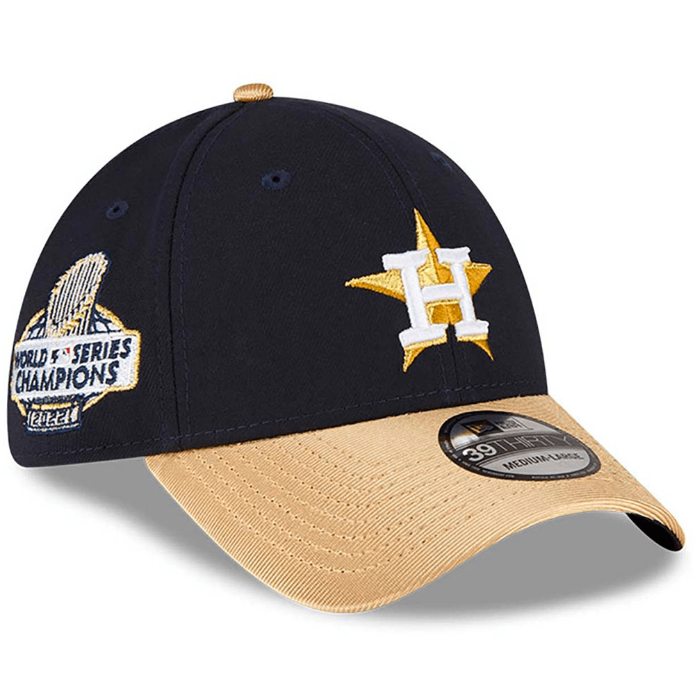Houston Astros New Era MLB 22 Champs Gold 39THIRTY Stretch Fit Hat - Navy