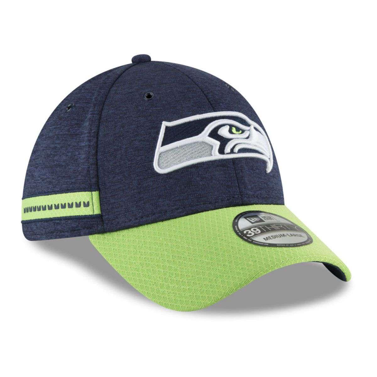 Seattle Seahawks New Era NFL 2018 Sideline 39THIRTY Stretch-Fit Curved Hat - Navy