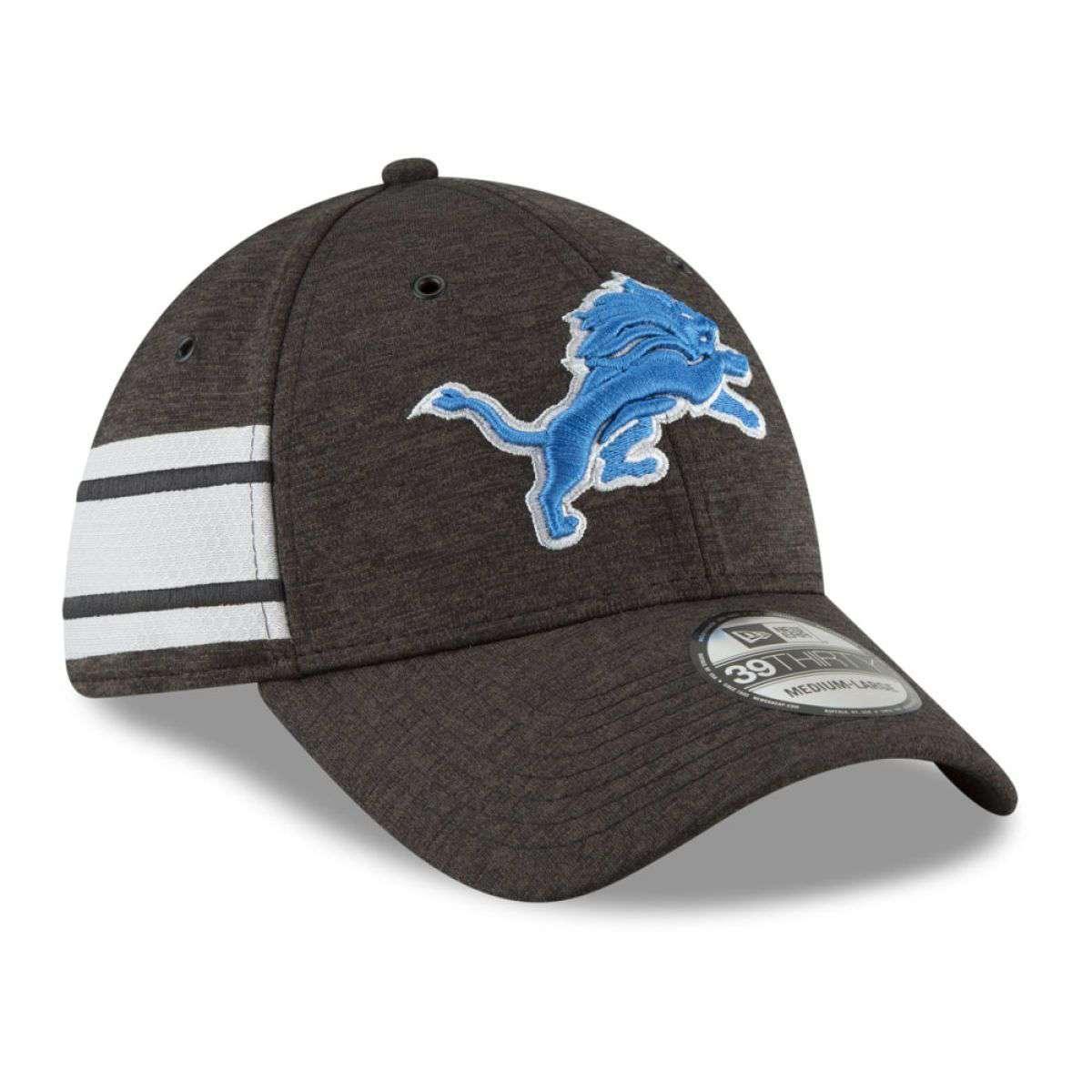 Detroit Lions New Era NFL 2018 Sideline 39THIRTY Stretch-Fit Curved Hat - Black