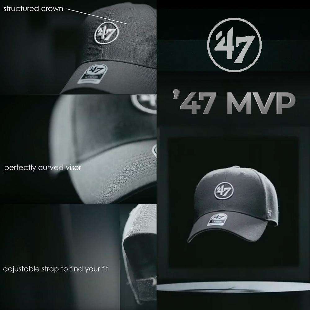 Miami Marlins '47 MLB Team Logo MVP DT Pinch Curve Snapback Hat - Black