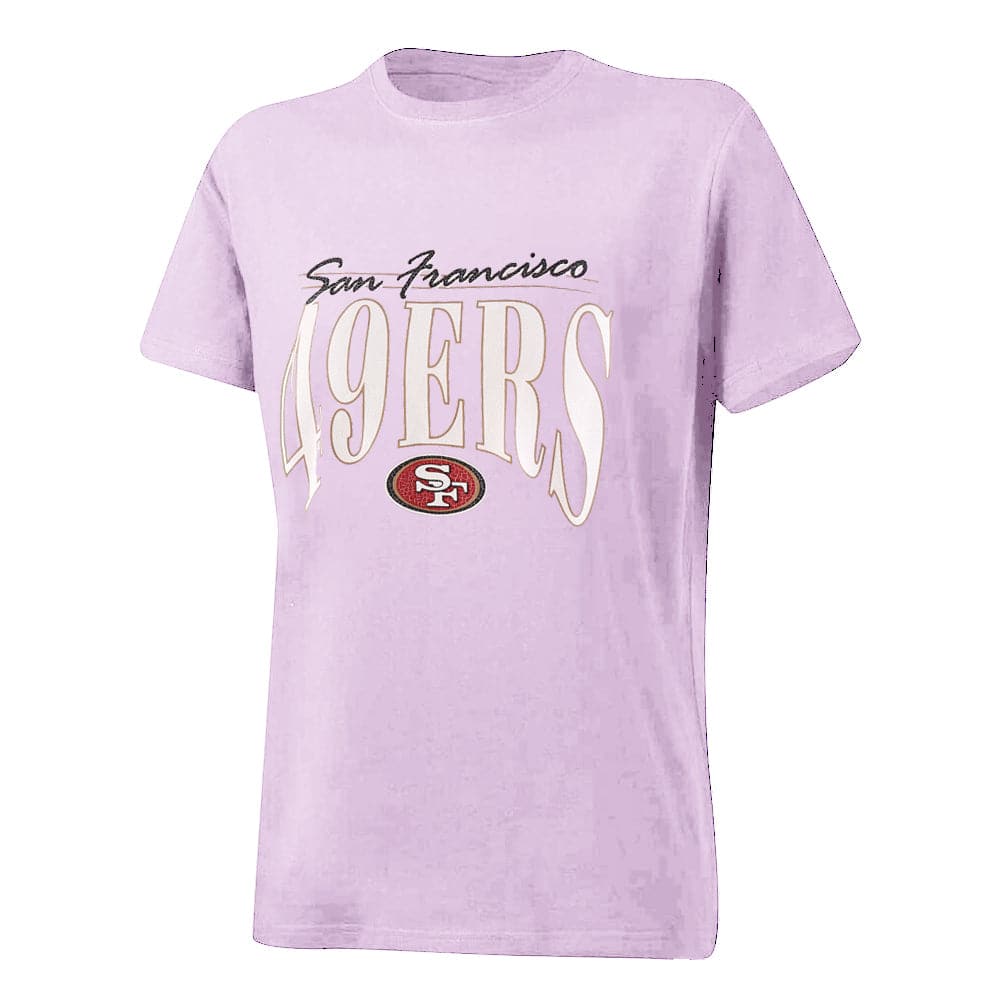 Womens San Francisco 49ers Majestic NFL Arch Boxy T-Shirt - Orchid