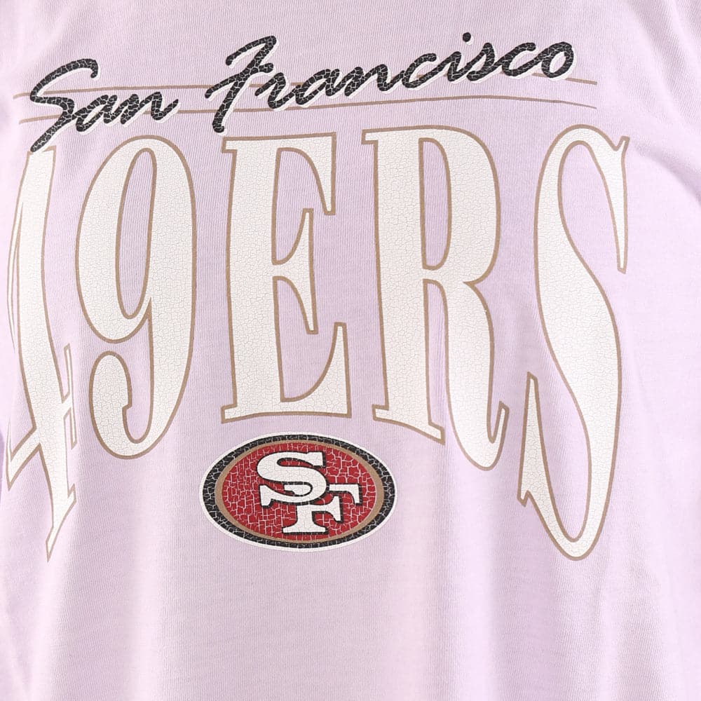 Womens San Francisco 49ers Majestic NFL Arch Boxy T-Shirt - Orchid