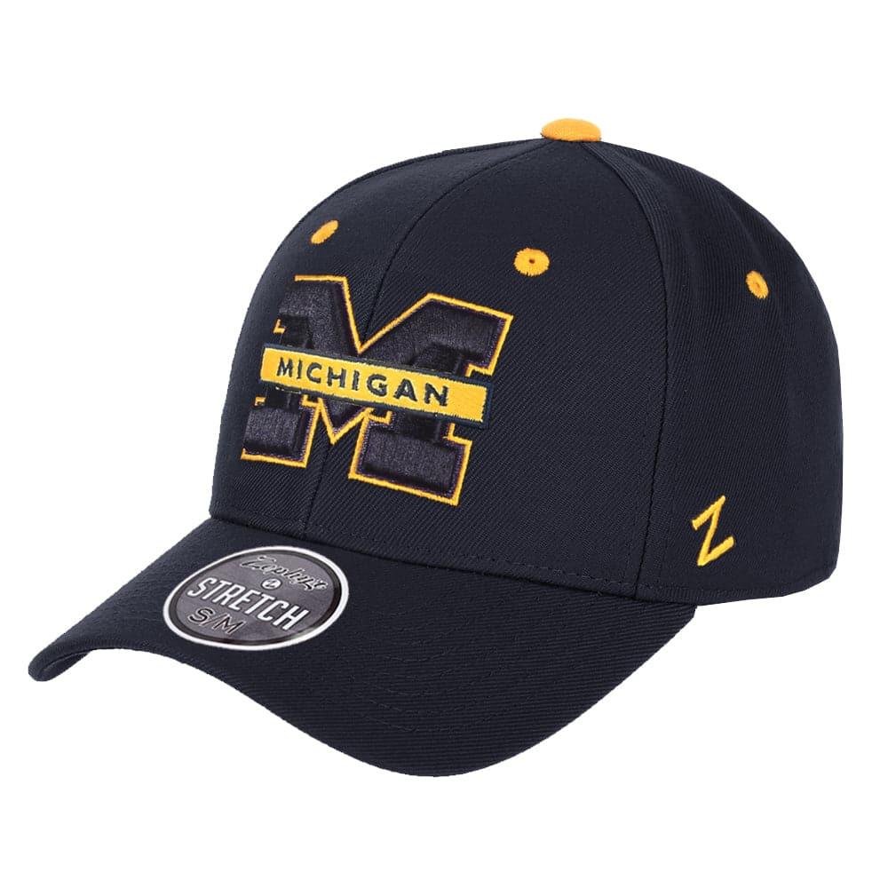 Michigan Wolverines Zephyr NCAA ZH Team Classic Stretch Fit Curved Hat - Navy
