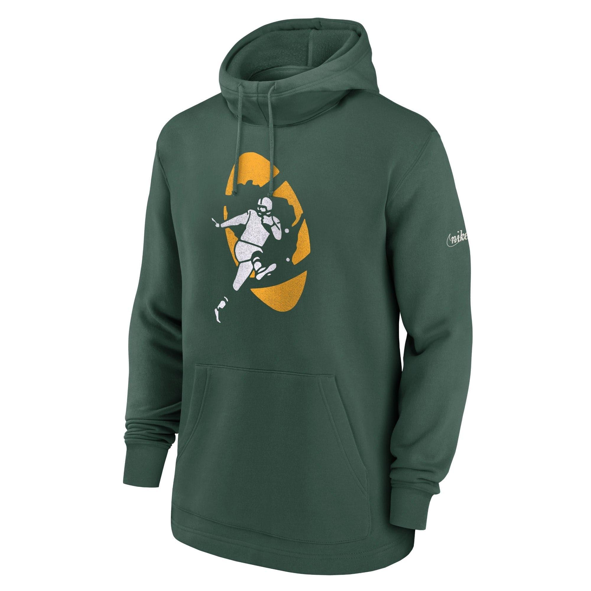 Green Bay Packers Nike NFL Historic Fleece Hoodie Jumper - Green