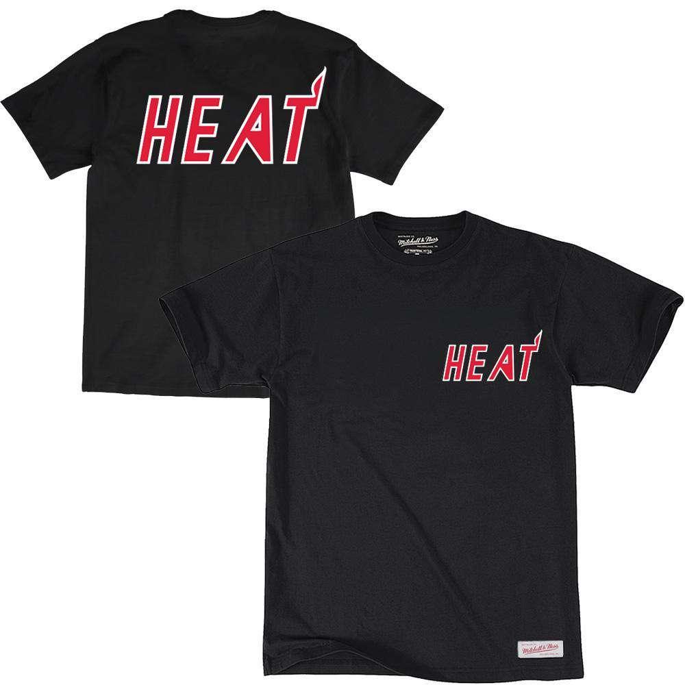 Miami Heat Mitchell & Ness NBA Retro Repeat T-Shirt - Black