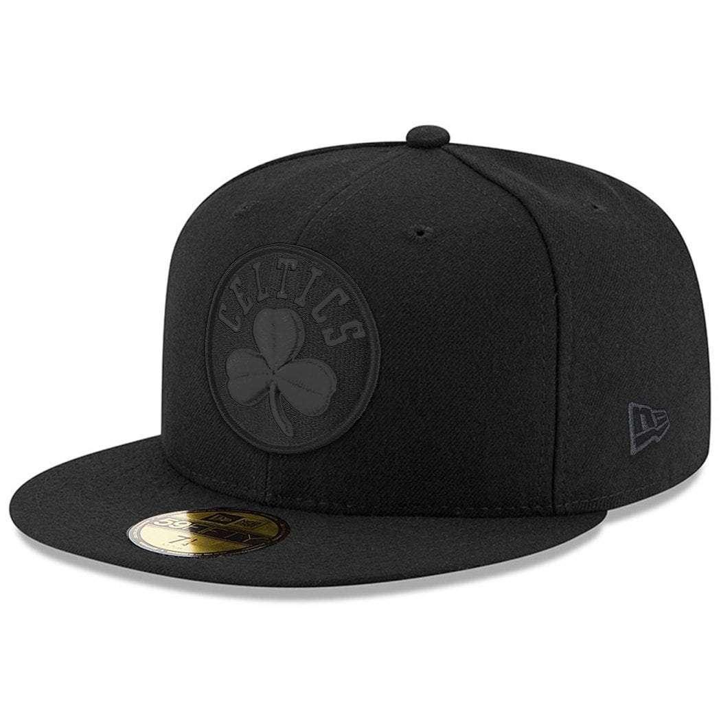 Boston Celtics New Era NBA Black On Black Team Logo 59FIFTY Fitted Hat