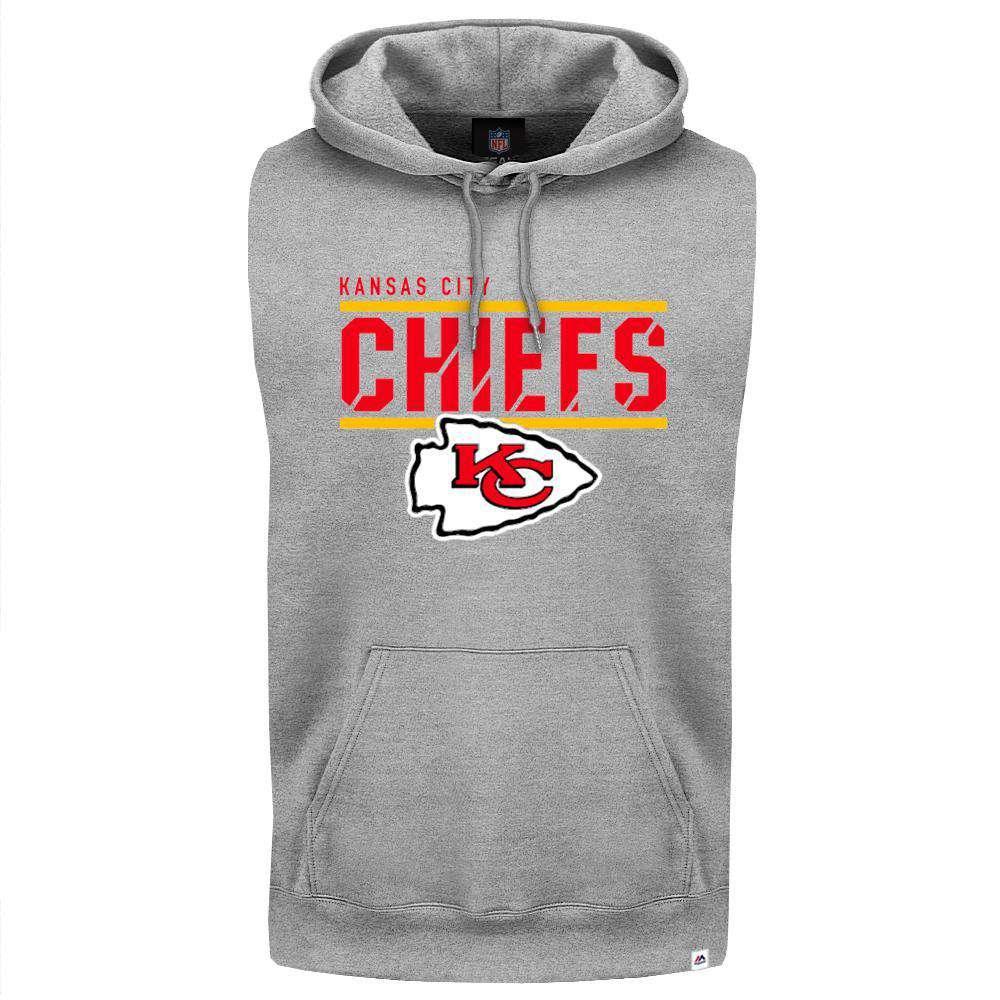 Kansas City Chiefs Majestic NFL Team Flex Sleeveless Hoodie Jumper - Grey
