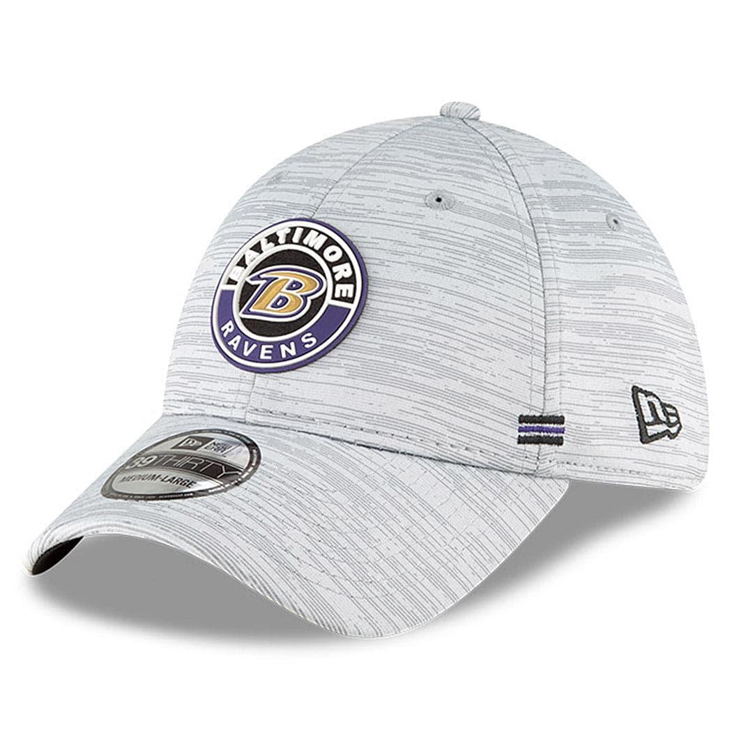 Baltimore Ravens New Era NFL 2020 Sideline 39THIRTY Flex Fit Curve Hat - Grey