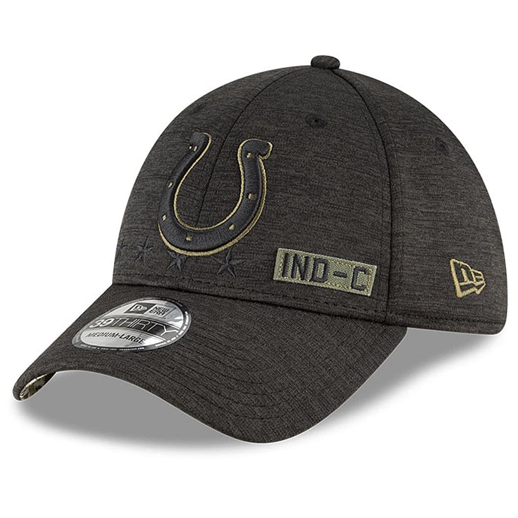 Indianapolis Colts New Era NFL 2020 Sideline 39THIRTY Flex Fit Curve Hat - Black