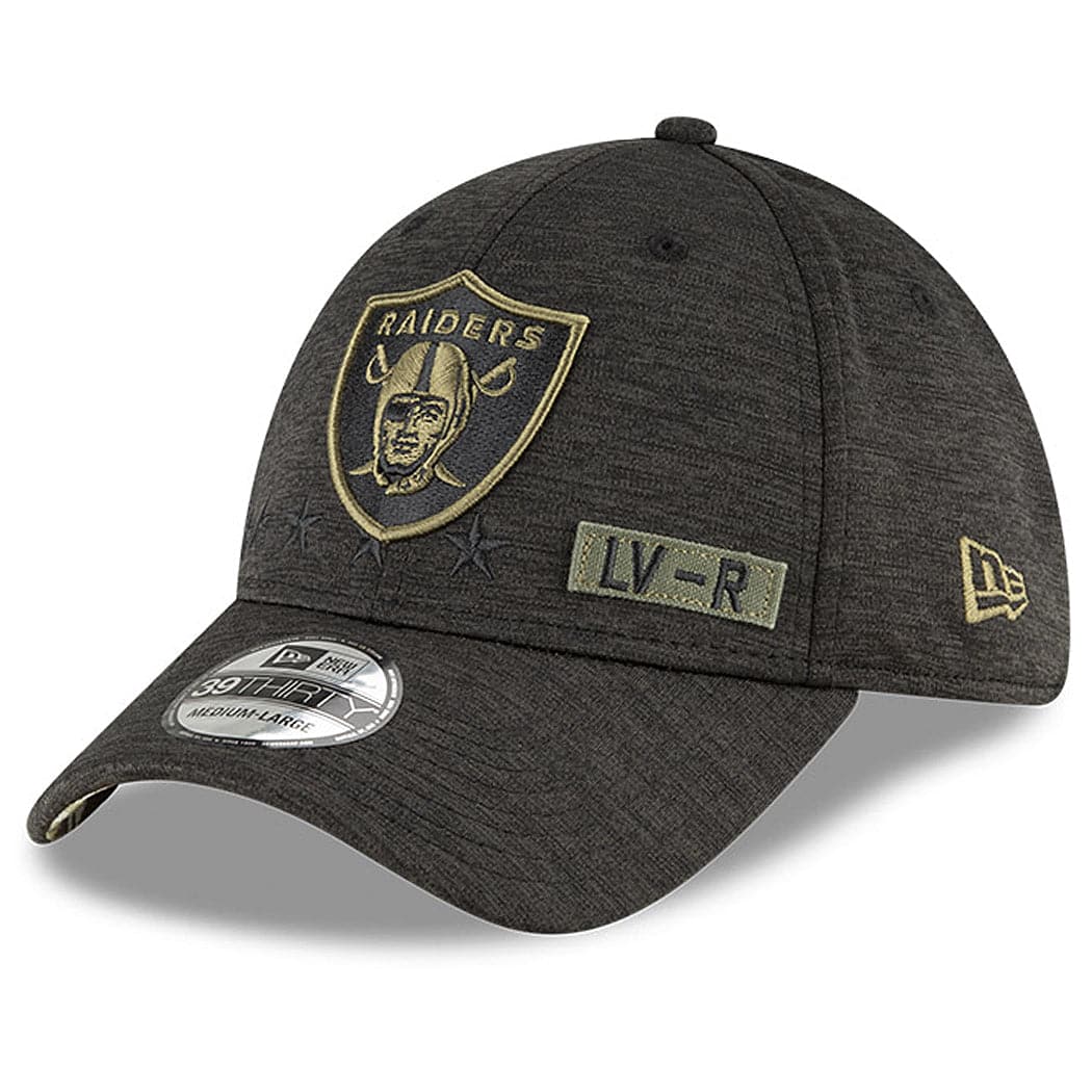 Las Vegas Raiders New Era NFL 2020 Salute To Service 39THIRTY Flex Fit Curve Hat - Black