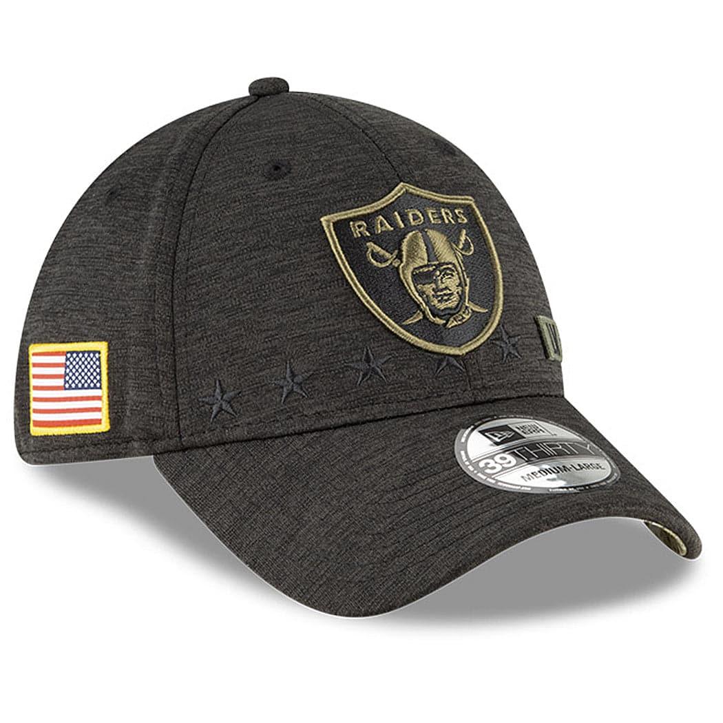 Las Vegas Raiders New Era NFL 2020 Salute To Service 39THIRTY Flex Fit Curve Hat - Black