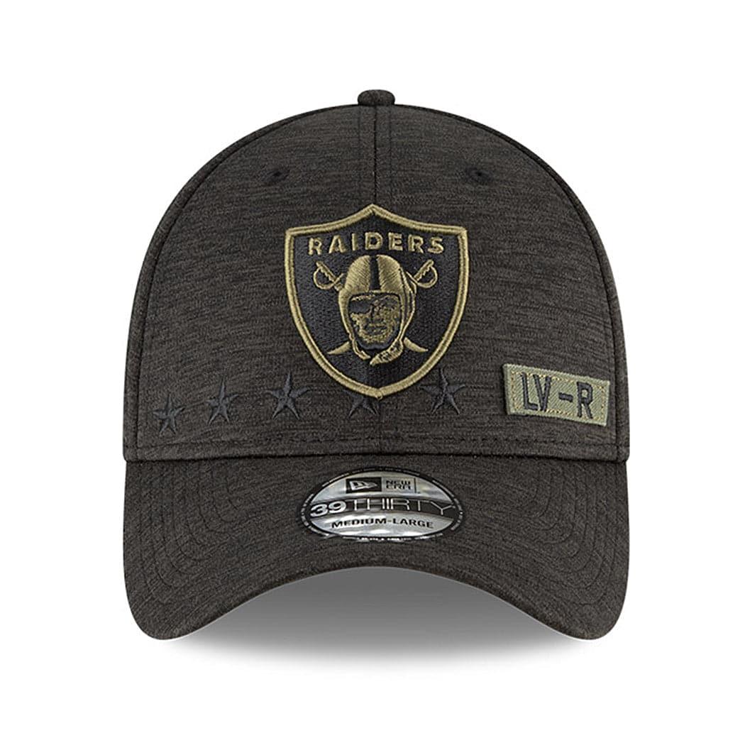 Las Vegas Raiders New Era NFL 2020 Salute To Service 39THIRTY Flex Fit Curve Hat - Black