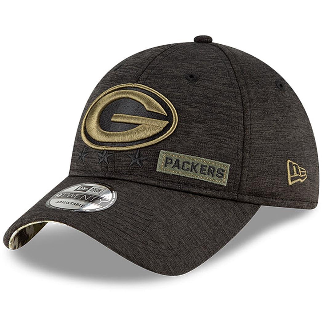 Green Bay Packers New Era NFL 2020 Salute To Service 9TWENTY Curve Hat - Black