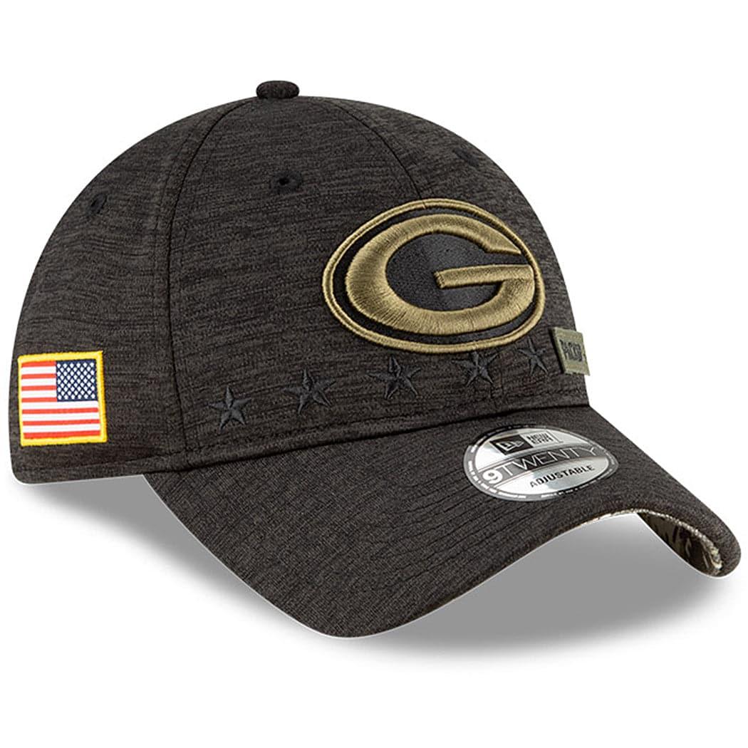Green Bay Packers New Era NFL 2020 Salute To Service 9TWENTY Curve Hat - Black