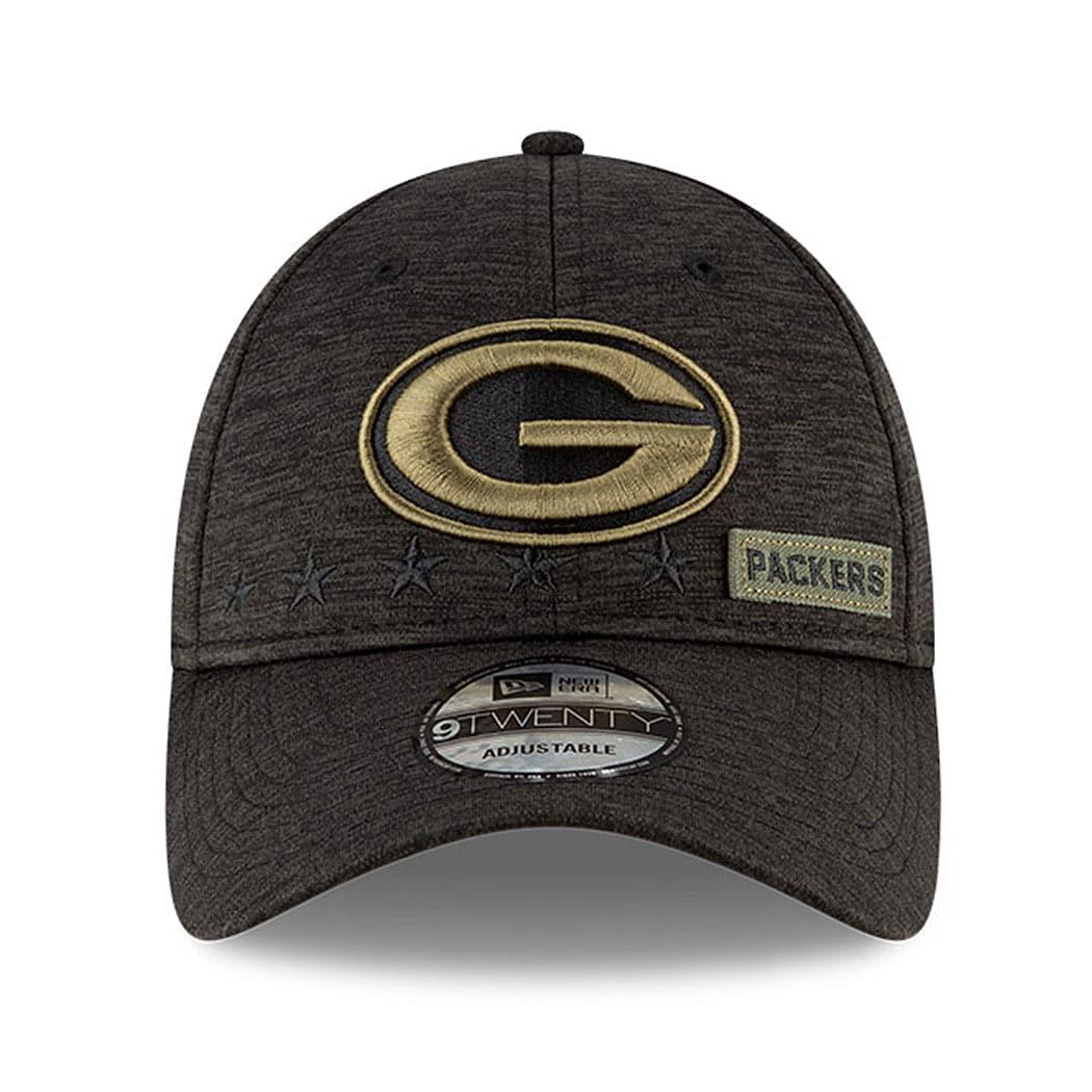 Green Bay Packers New Era NFL 2020 Salute To Service 9TWENTY Curve Hat - Black