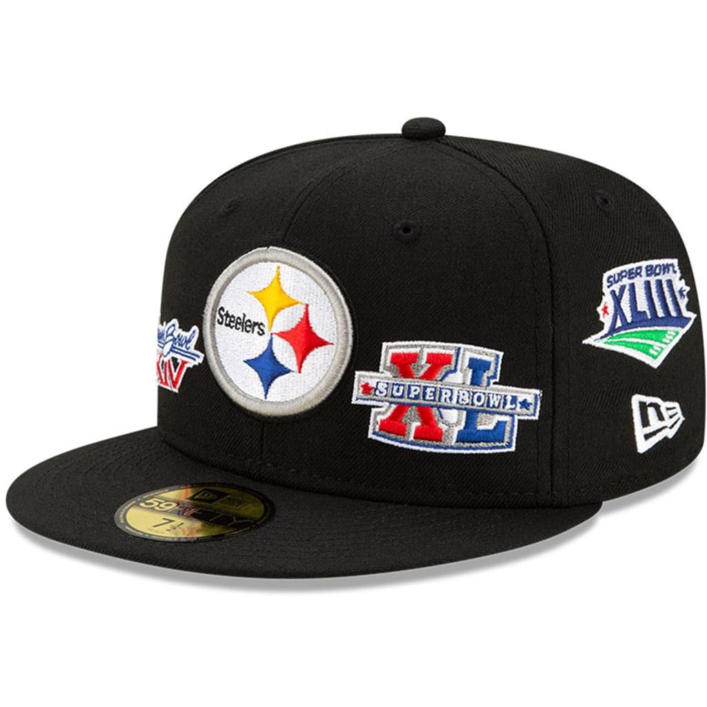 Pittsburgh Steelers New Era NFL Champions Patch 59FIFTY Fitted Hat - Black