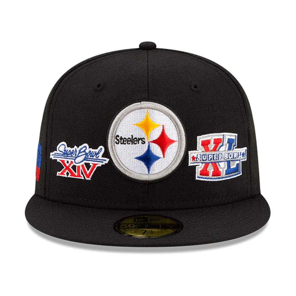 Pittsburgh Steelers New Era NFL Champions Patch 59FIFTY Fitted Hat - Black