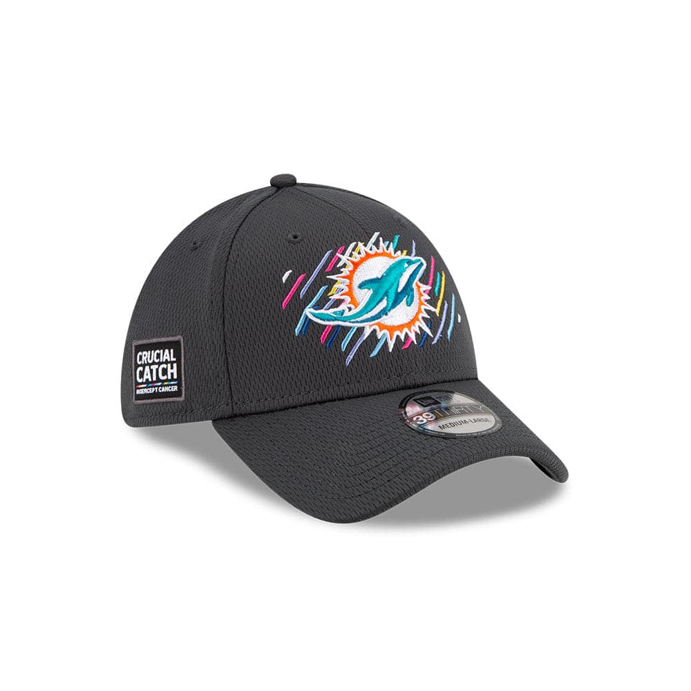 Miami Dolphins New Era NFL 2021 Crucial Catch 39THIRTY Flex Fit Hat - Steel