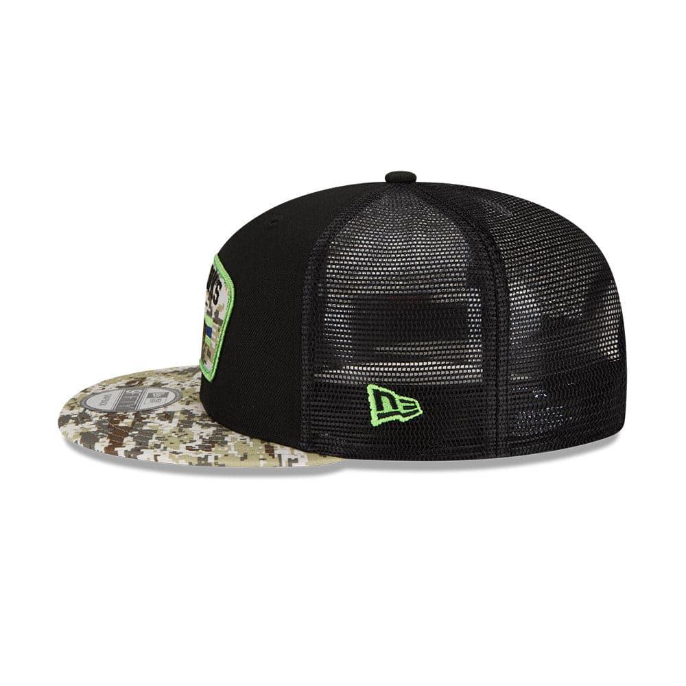 Seattle Seahawks New Era NFL 2021 Salute To Service 9FIFTY Snapback Hat - Black